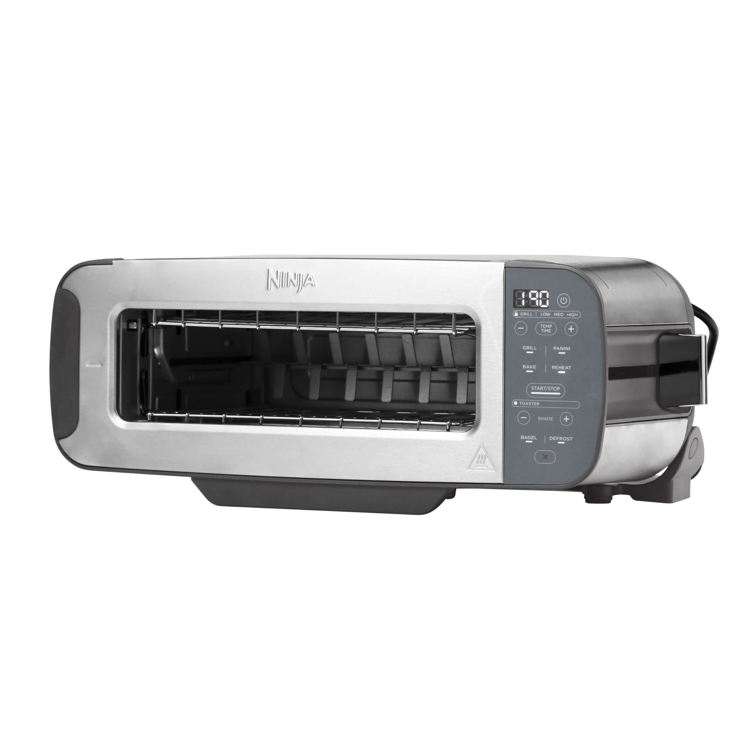 آون توستر سه کاره نینجا فودی، گریل برقی با درب، پرس پنینی با طراحی تاشو، ۷ عملکرد پخت، ۷ خط تست، سینی پخت و سینی خرده نان، استیل ضد زنگ، ST202EU