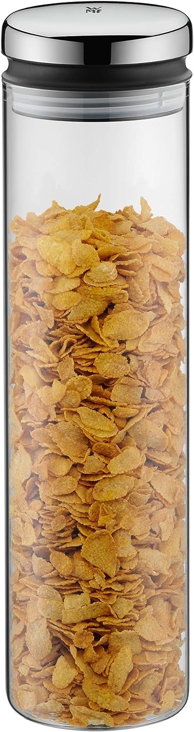 ظرف نگهداری شیشه‌ای WMF Depot، 2 لیتر، ارتفاع 36 سانتی‌متر، شیشه نگهداری با درب، ظرف دانه قهوه، ظرف غلات، ظرف نگهداری غذا با دهانه بزرگ، 2.0 لیتر