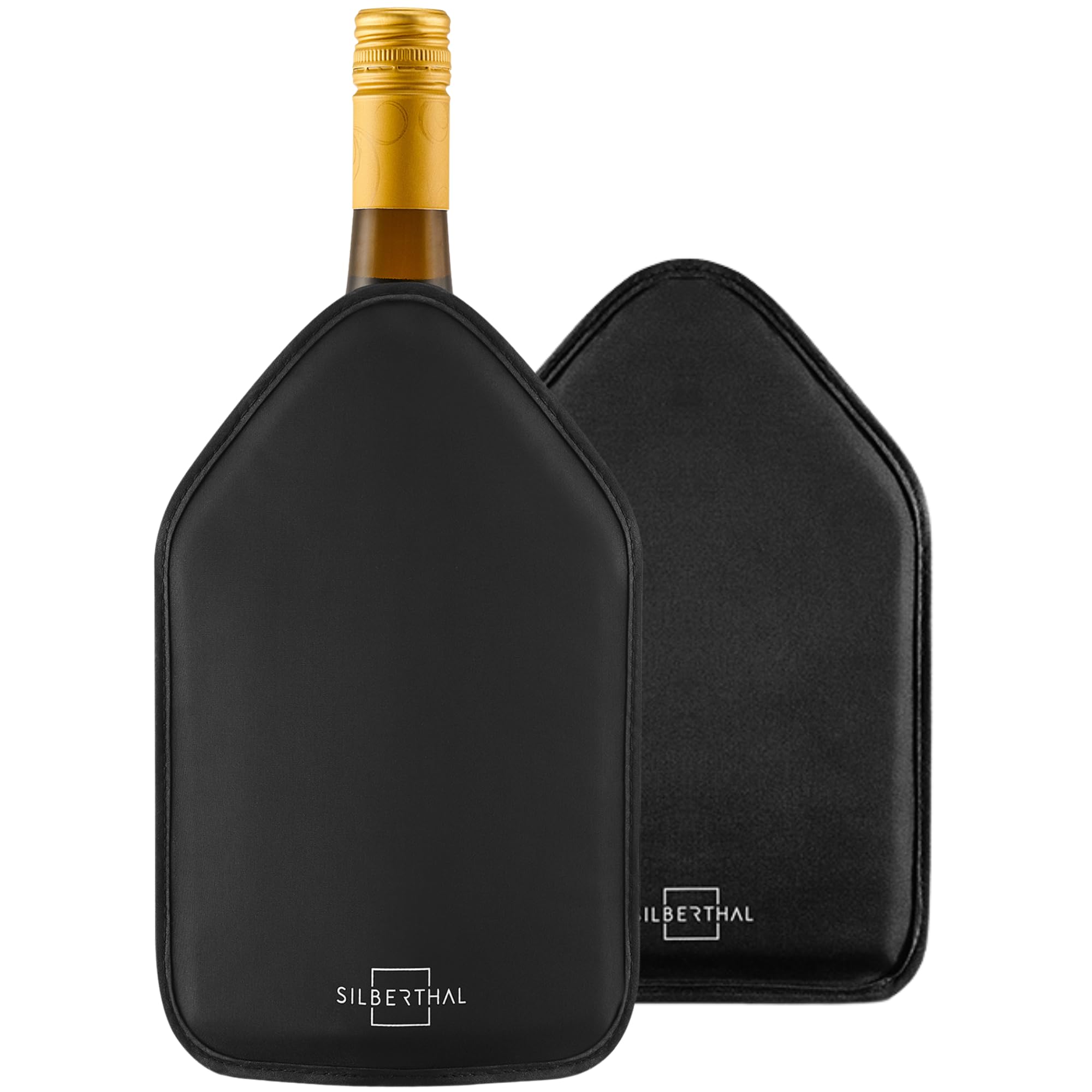 جا یخی نوشیدنی سیلبرتال آلمان  SILBERTHAL برای بطری ها، مجموعه 2 عددی - خنک کننده بطری برای شراب، شراب گازدار و شامپاین - آستین خنک کننده برای استفاده در حال حرکت، 2 قطعه