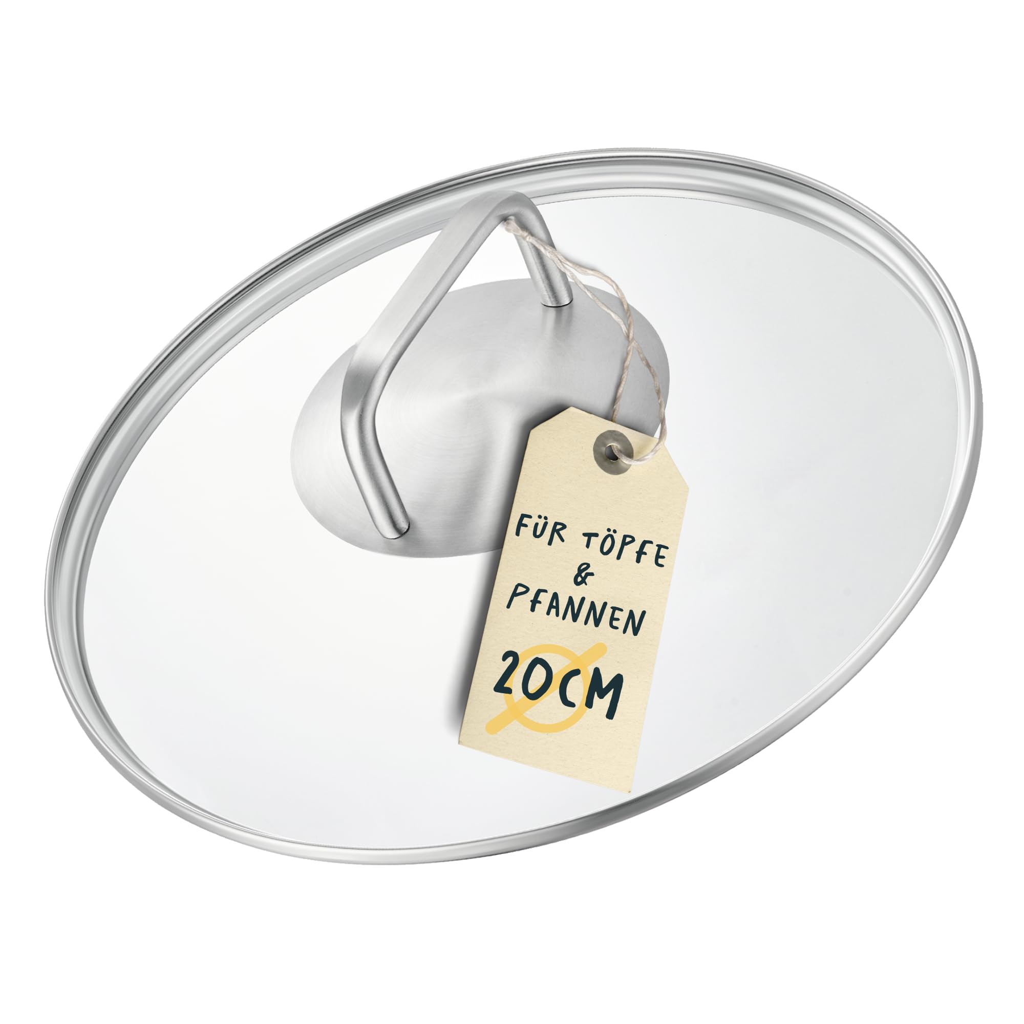 درب تابه سیلبرتال آلمان 20 سانتی‌متر - قابل استفاده در همه جا - شیشه، استیل ضد زنگ - درب برای تابه، ماهیتابه سرو یا وک 20 سانتی‌متر