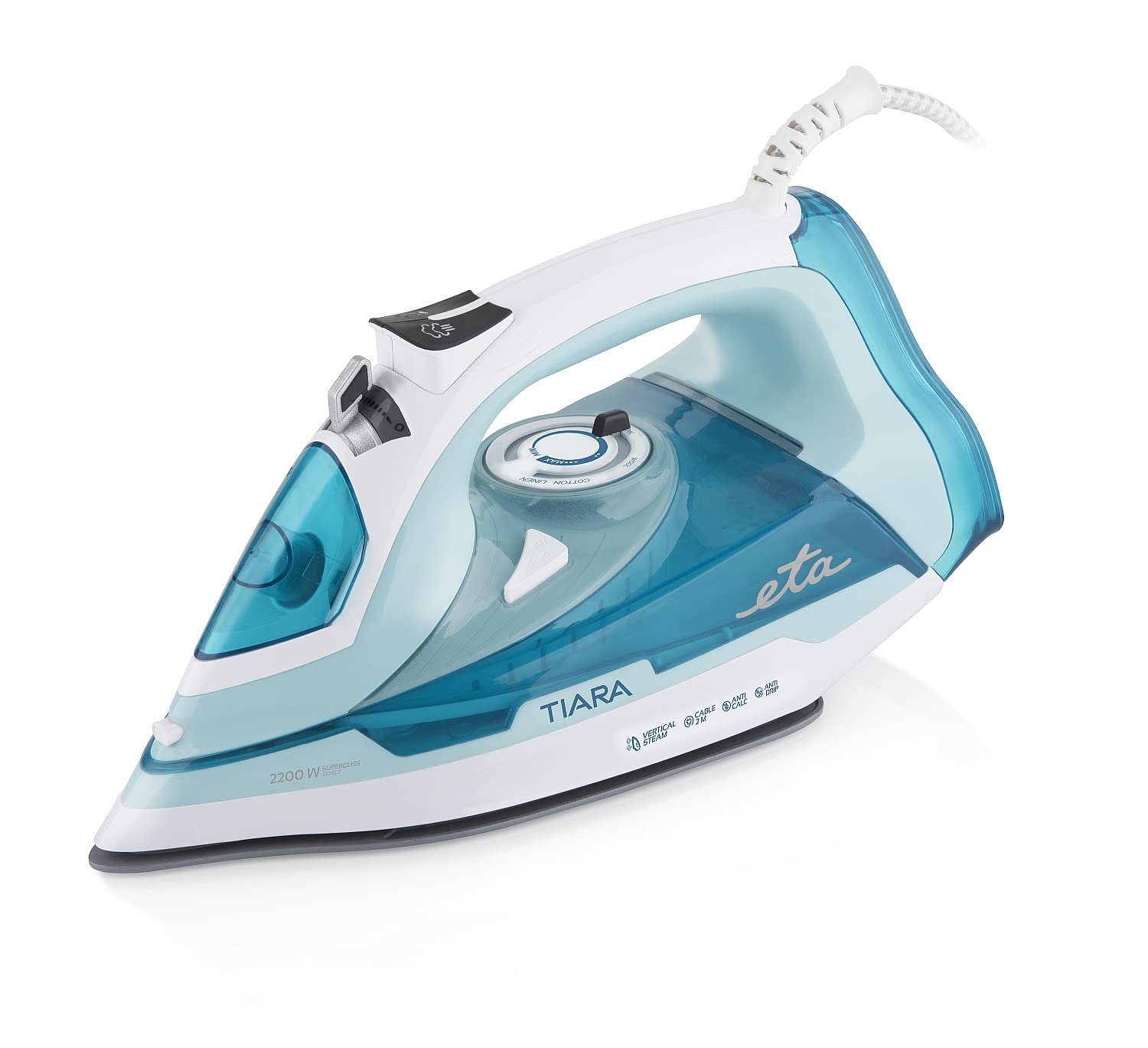 اتو بخار اِتا چکسلواکی ETA مدل Tiara بخاردهی لحظه‌ای 120 گرم در دقیقه، سطح اتو سرامیکی