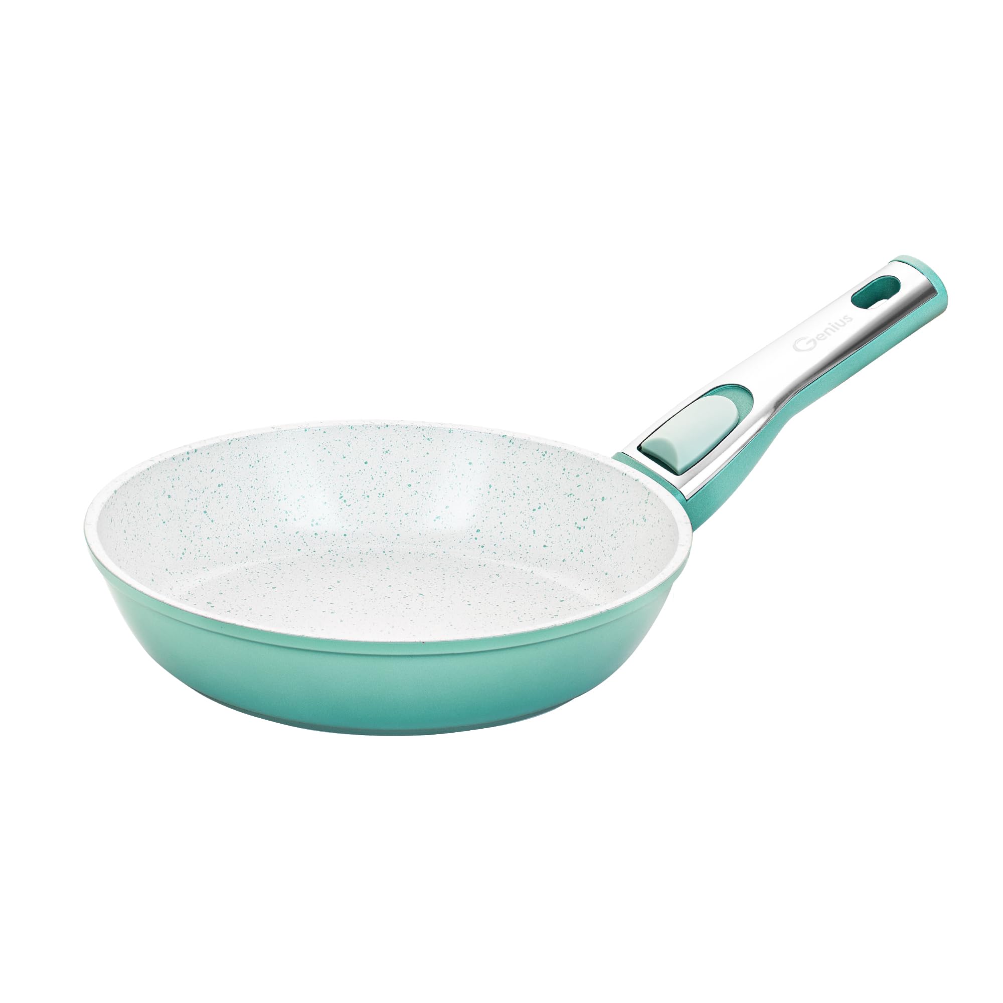 تابه سرافیت انقلاب Genius 20 سانتی با روکش نچسب سرامیکی، ماهیتابه کوچک، دسته قابل جابجایی، مناسب برای انواع اجاق گاز، فر و ماشین ظرفشویی القایی، فیروزه ای