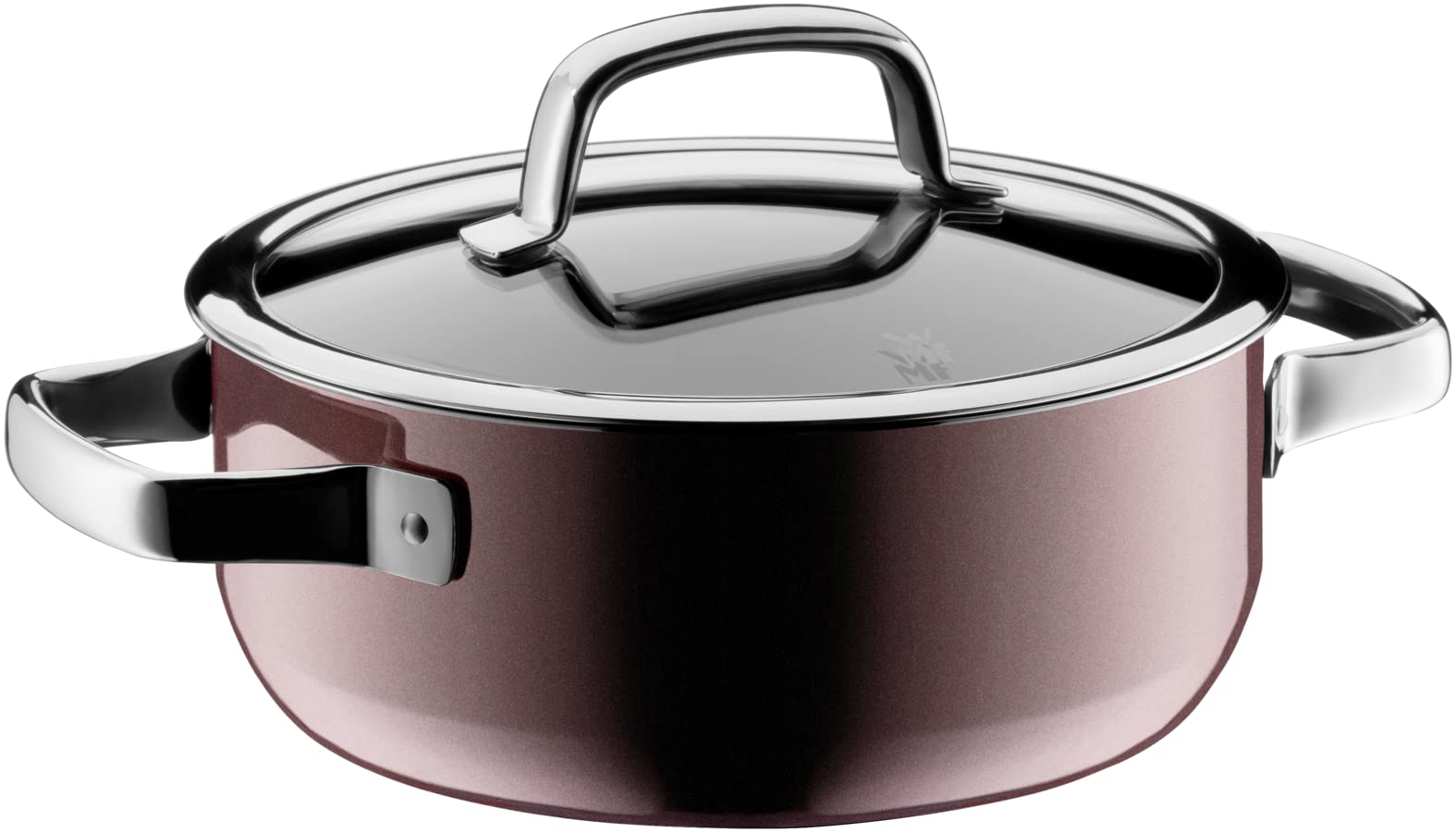 قابلمه کوچک معدنی وی ام اف آلمان WMF Fusiontec، 20 سانتی‌متر، درب شیشه‌ای، سازگار با اجاق القایی، 2.4 لیتر، سرامیک پیشرفته، ضد خش، قرمز، 20 سانتی‌متر قرمز