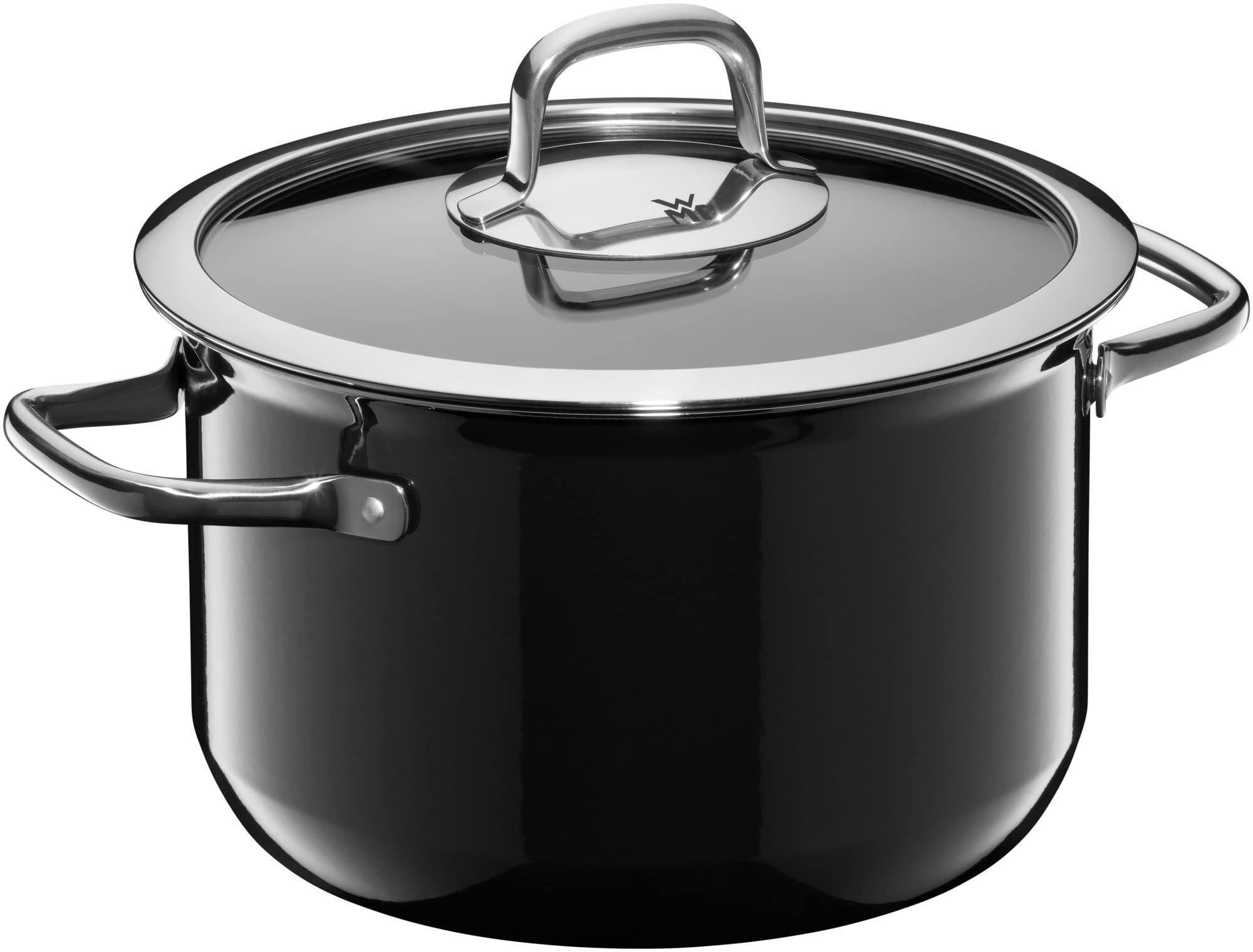 قابلمه بزرگ معدنی وی ام اف آلمان WMF Fusiontec سایز 22 سانتی‌متر، درب شیشه‌ای، 4.7 لیتر، سازگار با دستگاه‌های القایی، سرامیک پیشرفته، مناسب برای فر، مقاوم در برابر خش، ساخت آلمان، قابل شستشو در ماشین ظرفشویی، مشکی