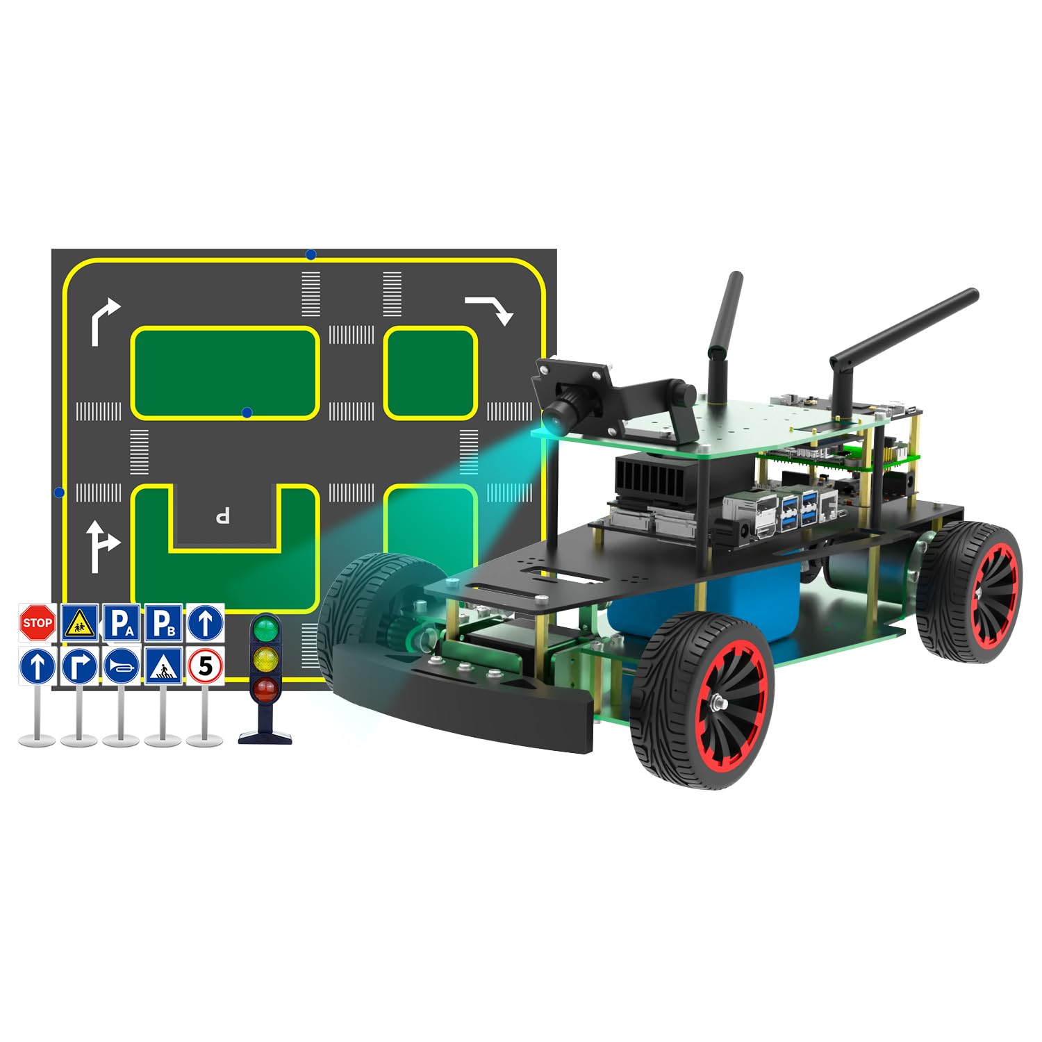 Yahboom Jetson Nano 4GB SUB AI Python Program ROS Adult Robot Training Autonomous Driving Training آموزش ساختار آکرمن آموزش مدل تحقیق نقشه آموزش اختیاری (Autopilot Ver Without Nano)