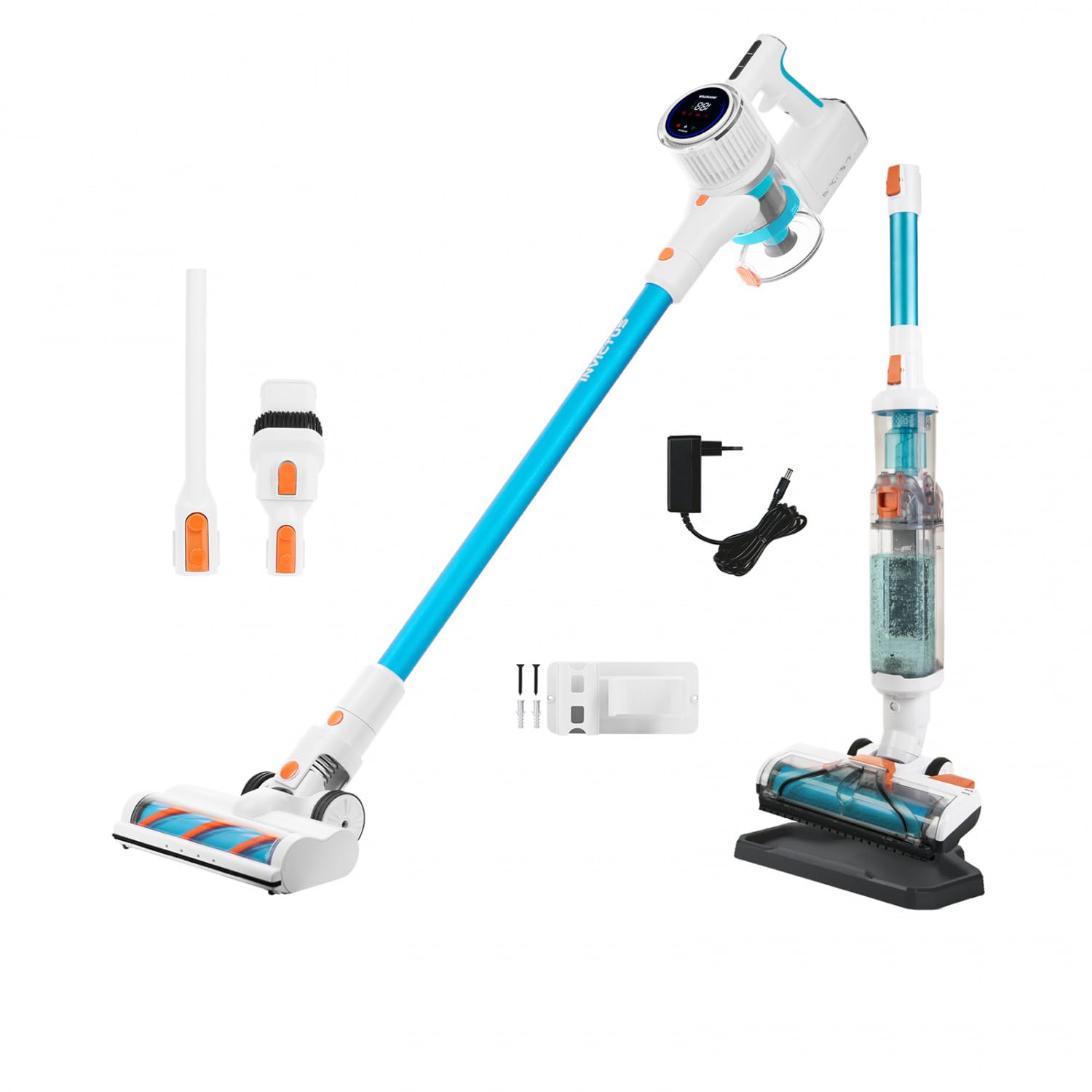 جارو شارژی Genius Invictus X7 Facelift، جاروبرقی مرطوب و خشک، شارژی، فیلتر هپا، چراغ LED، برس ترکیبی، جارو شارژی دستی، بدون کیسه مخصوص فرش و موی حیوانات خانگی، تا ۶۰ دقیقه، ست ۲۰ تکه.