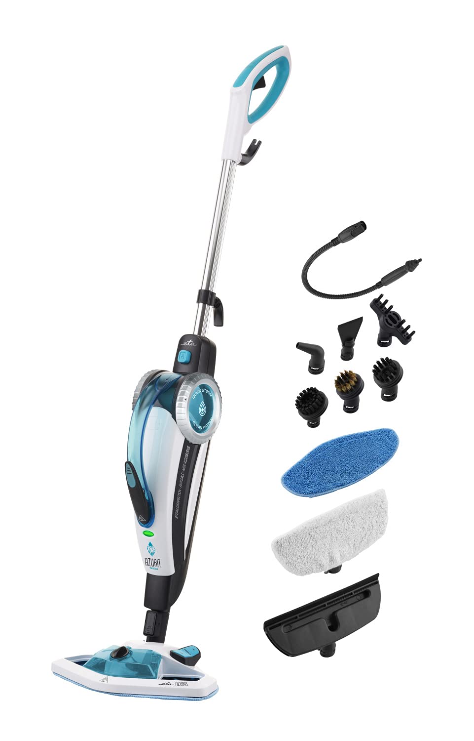 بخارشوی  اِتا چکسلواکی ETA مدل Azurit I 1500W، بخارشوی دستی دو کاره، زمان گرم شدن ۳۰ ثانیه، مخزن آب ۴۰۰ میلی‌لیتری، بخارشوی ۱۵ دقیقه‌ای، تی بخار