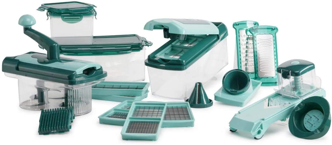 Genius Nicer Dicer Fusion Julietti | 34 عدد | برش | مالیدن | ژولین | مارپیچ | برنامه ریزی | تاس | دستگاه برش میوه و سبزی | شناخته شده از تلویزیون | جدید