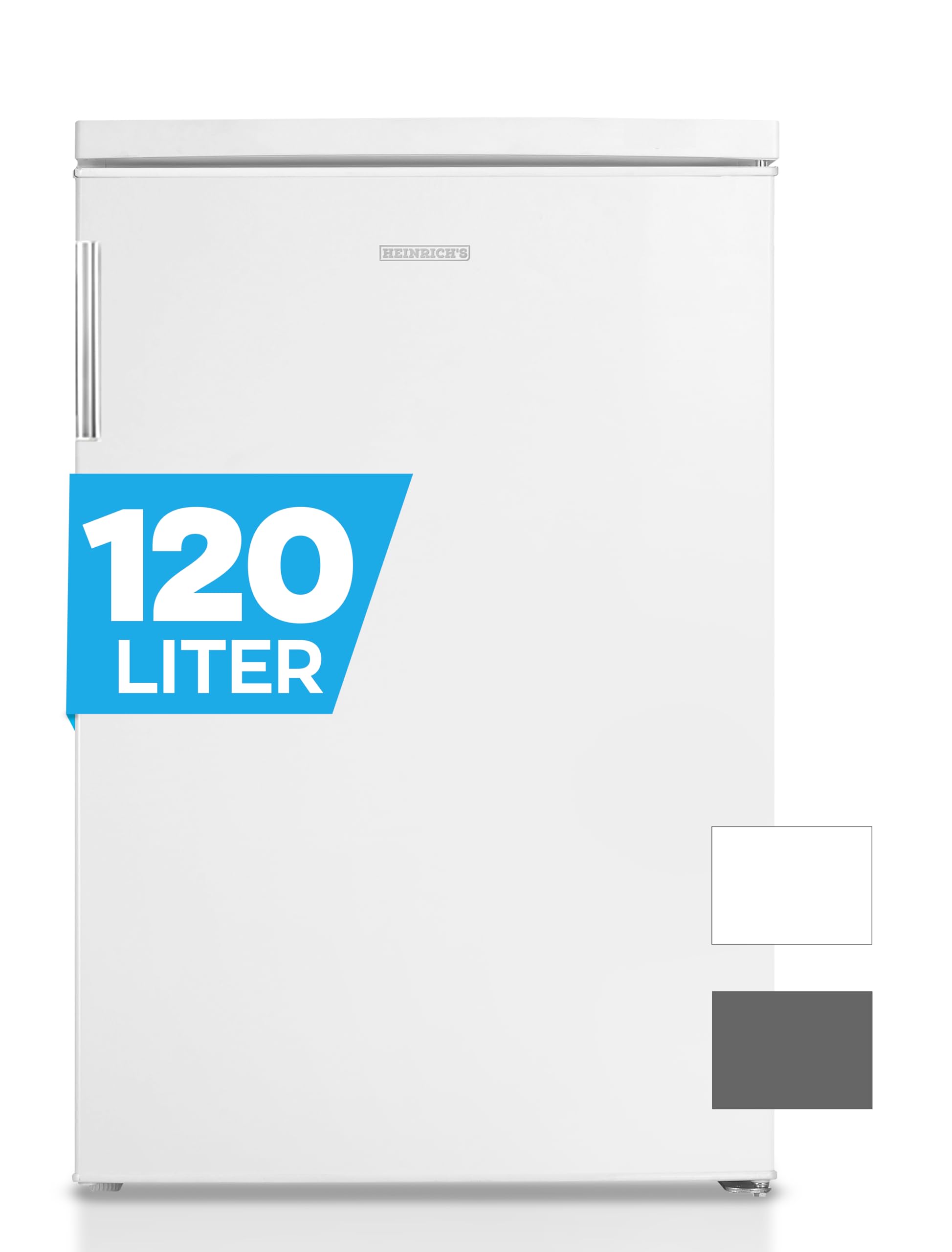 یخچال نوشیدنی کوچک و جمع و جور و بی‌صدای هاینریشز ۱۲۰ لیتری: ۴۰ دسی‌بل با محفظه فریزر (۱۳ لیتر) مینی‌بار؛ یخچال رومیزی؛ یخچال کوچک با محفظه فریزر؛ مناسب برای دفتر، کمپینگ، باغ، استفاده در فضای باز، سفید HKS 4190