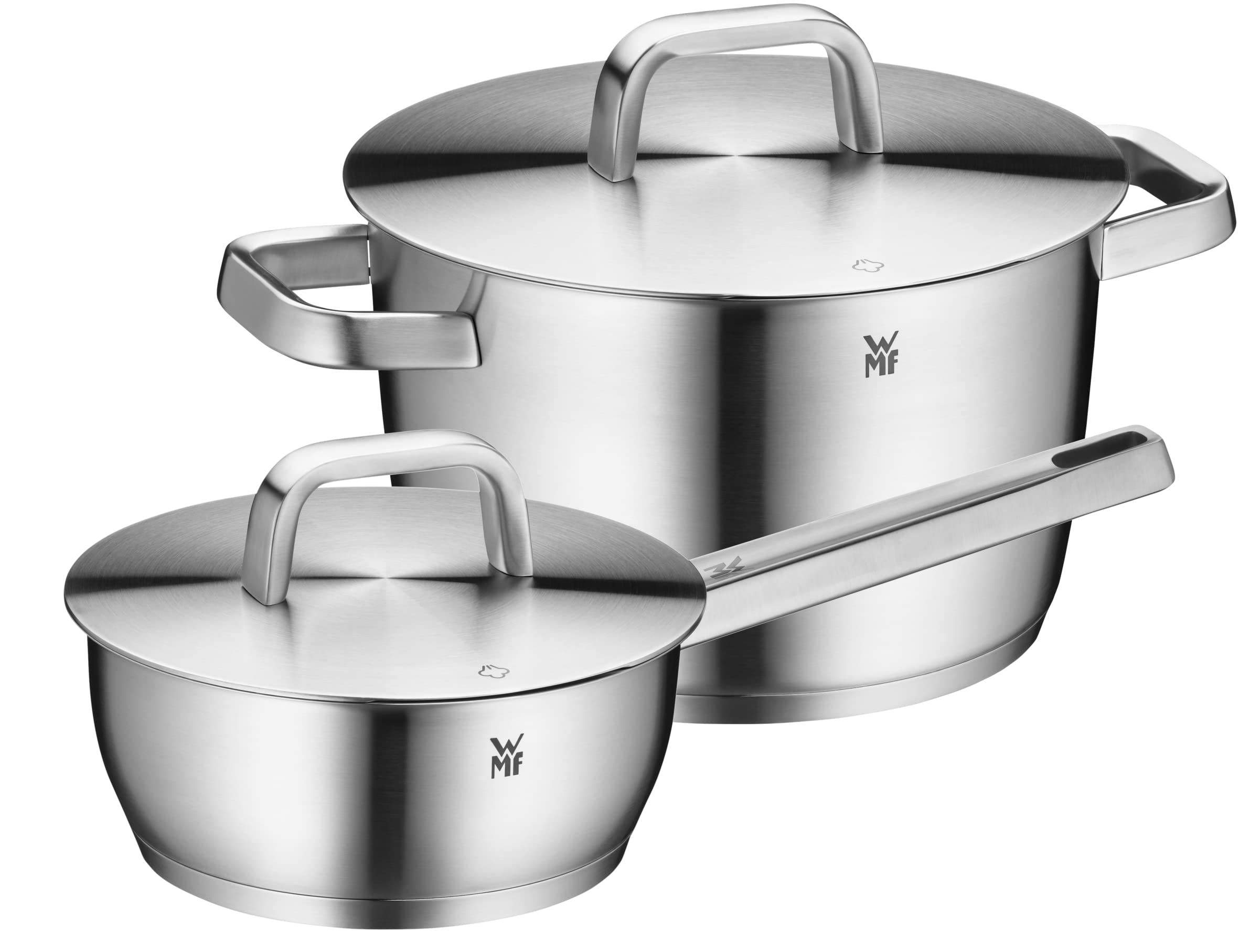 سرویس قابلمه القایی دو تکه WMF Iconic، سرویس قابلمه با درب فلزی، استیل ضد زنگ Cromargan جلا داده شده، سرویس قابلمه القایی بدون پوشش + قابلمه