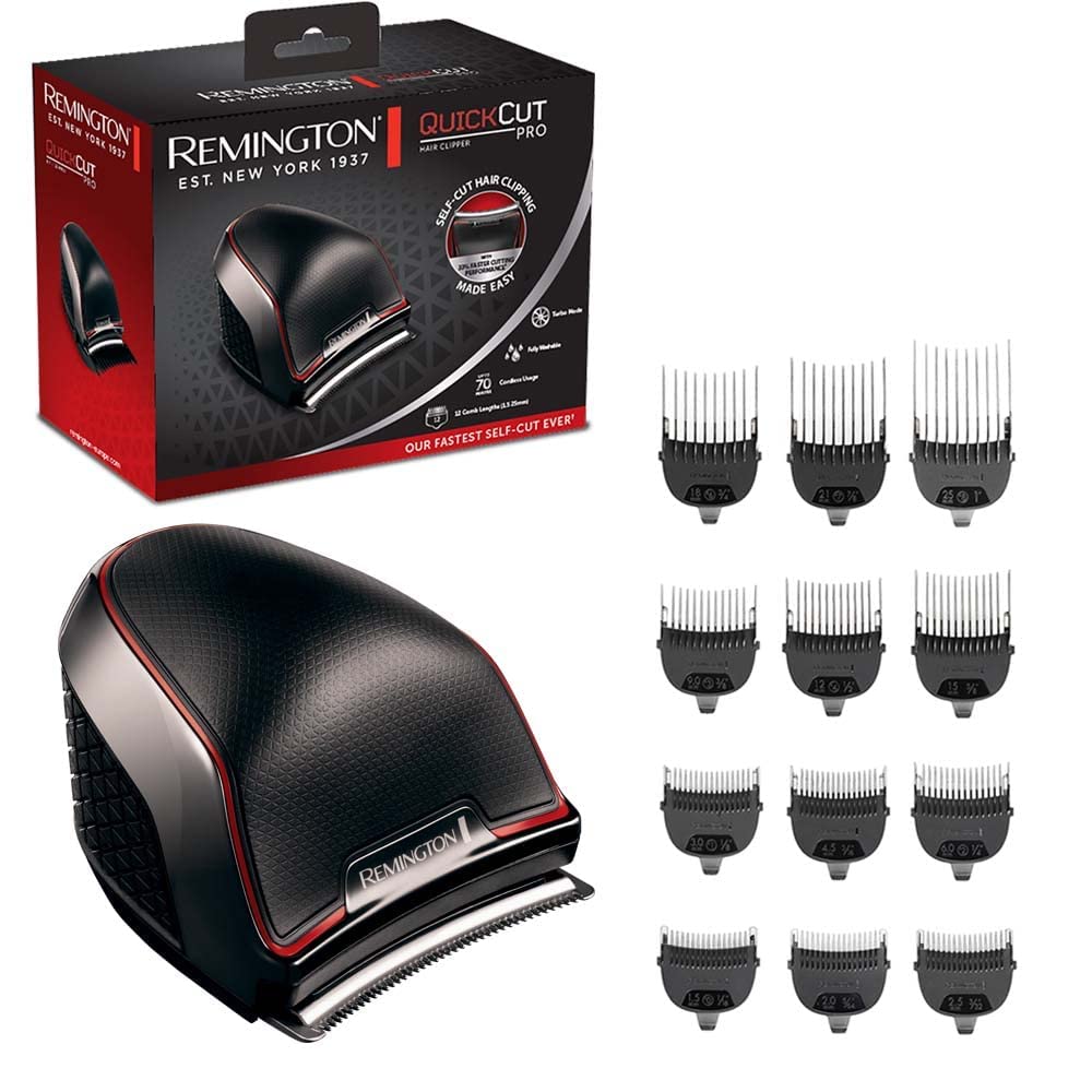 ماشین اصلاح موی حرفه‌ای رمینگتون مدل DIY [تیغه‌های فولادی ضد زنگ خود تیز شونده/فناوری Curve-Cut برای برش آسان/0.5-25 میلی‌متر] ماشین اصلاح موی رمینگتون (12 شانه اتصال، کارکرد با برق/باتری، لیتیوم) HC4300