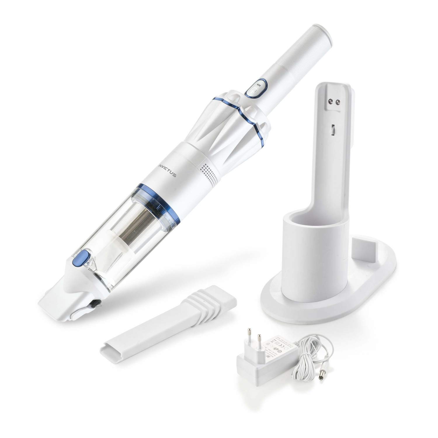 Genius Invictus One A28111، جاروبرقی دستی، فیلتراسیون موثر به لطف سیستم فیلتر دوگانه، سفید مروارید، 90 وات، 76 دسی بل