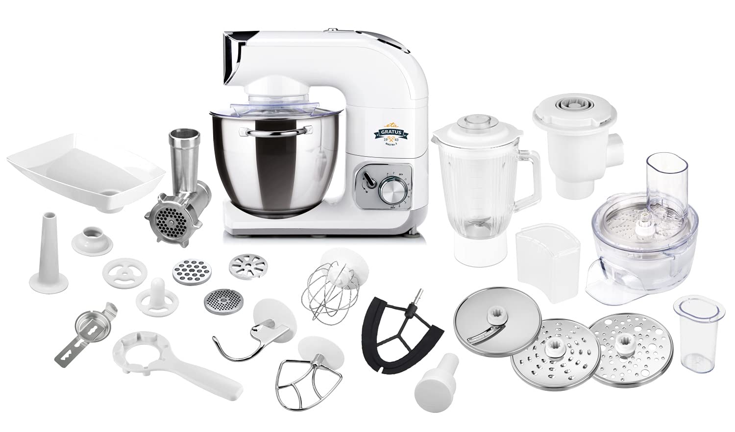 غذا ساز اِتا چکسلواکی ETA Gratus Max III ، تمام فلزی، بسته لوازم جانبی XXL، کاسه ۵.۵ لیتری