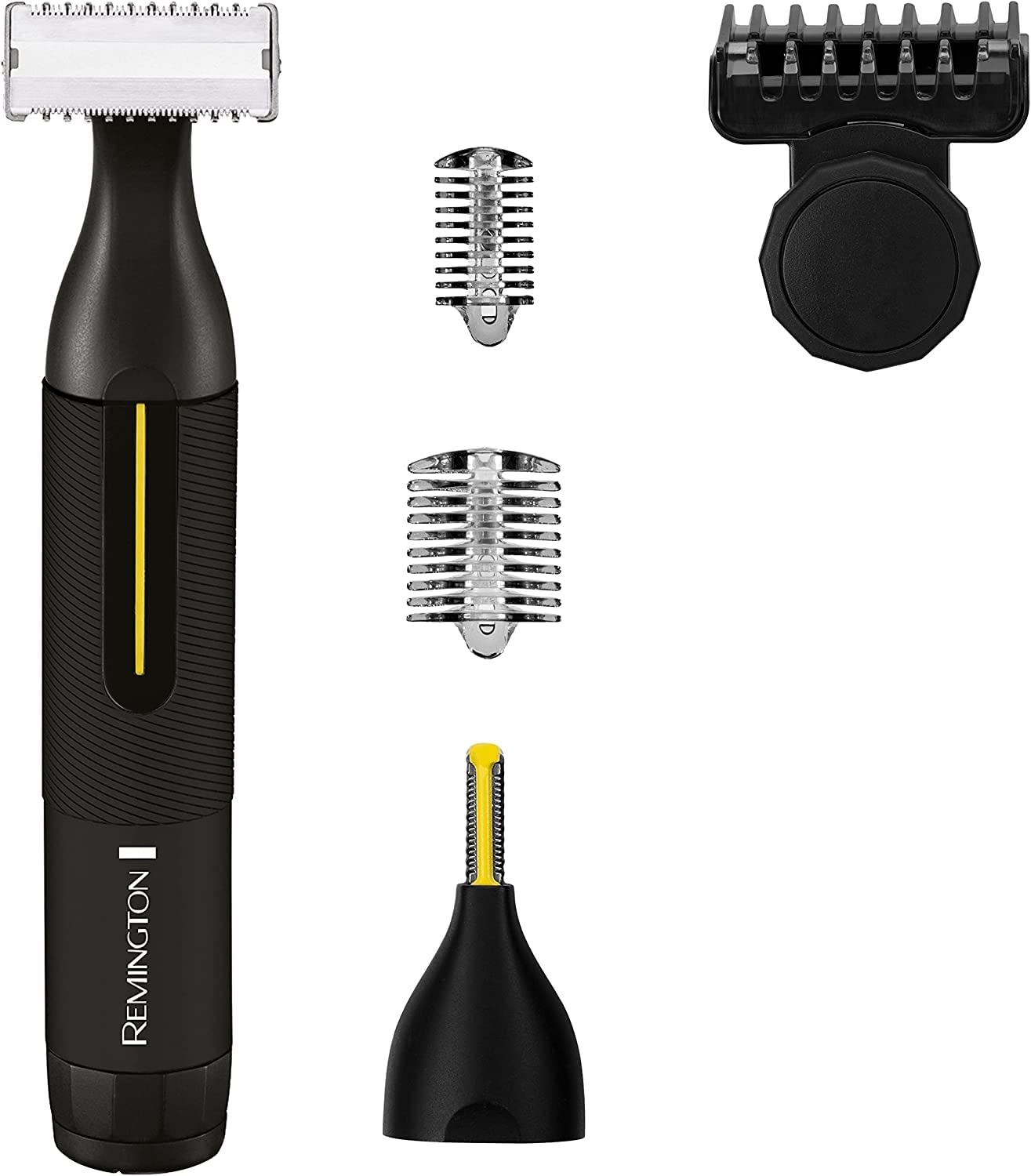 ماشین اصلاح چندکاره رمینگتون [اصلاح کننده ریش، اصلاح کننده موی بدن، گوش و بینی] Omniblade HG4001 (ریش تراش 0.15 میلی متری + اصلاح کننده و شانه های ریز، شارژ USB، 100٪ ضد آب) باتری HG4 + اصلاح کننده ریز