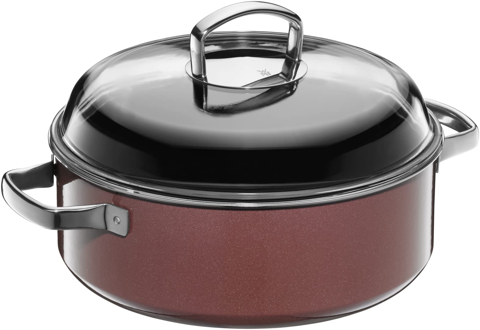 قابلمه سرخ‌کن معدنی وی ام اف آلمان WMF Fusiontec با درب شیشه‌ای، ۲۸ سانتی‌متر، سازگار با القایی، ظرف کاسرول ۵.۹ لیتری، لبه بلند، سرامیک پیشرفته، ضد خش، قرمز