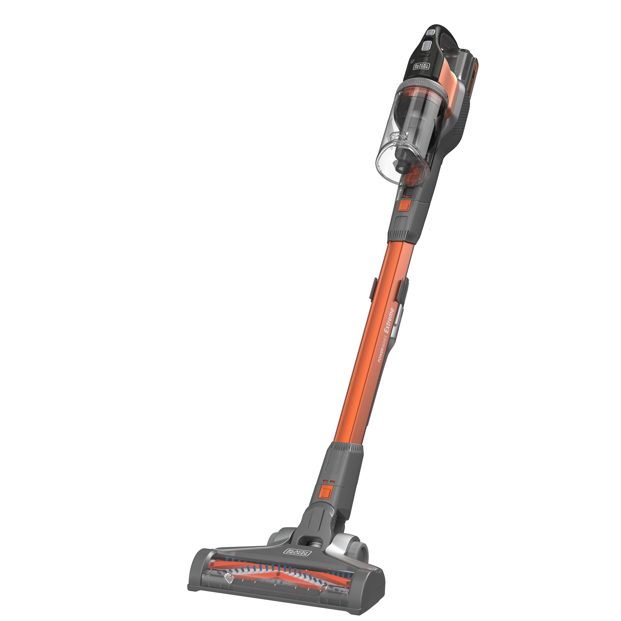 جاروبرقی بی سیم 4 در 1 BLACK+DECKER (18 ولت، 2.0Ah، کف بدون کیسه و جاروبرقی دستی با برس برقی، بی سیم، شامل ابزار شکاف، باتری، شارژر و پایه دیواری) BHFEV182C