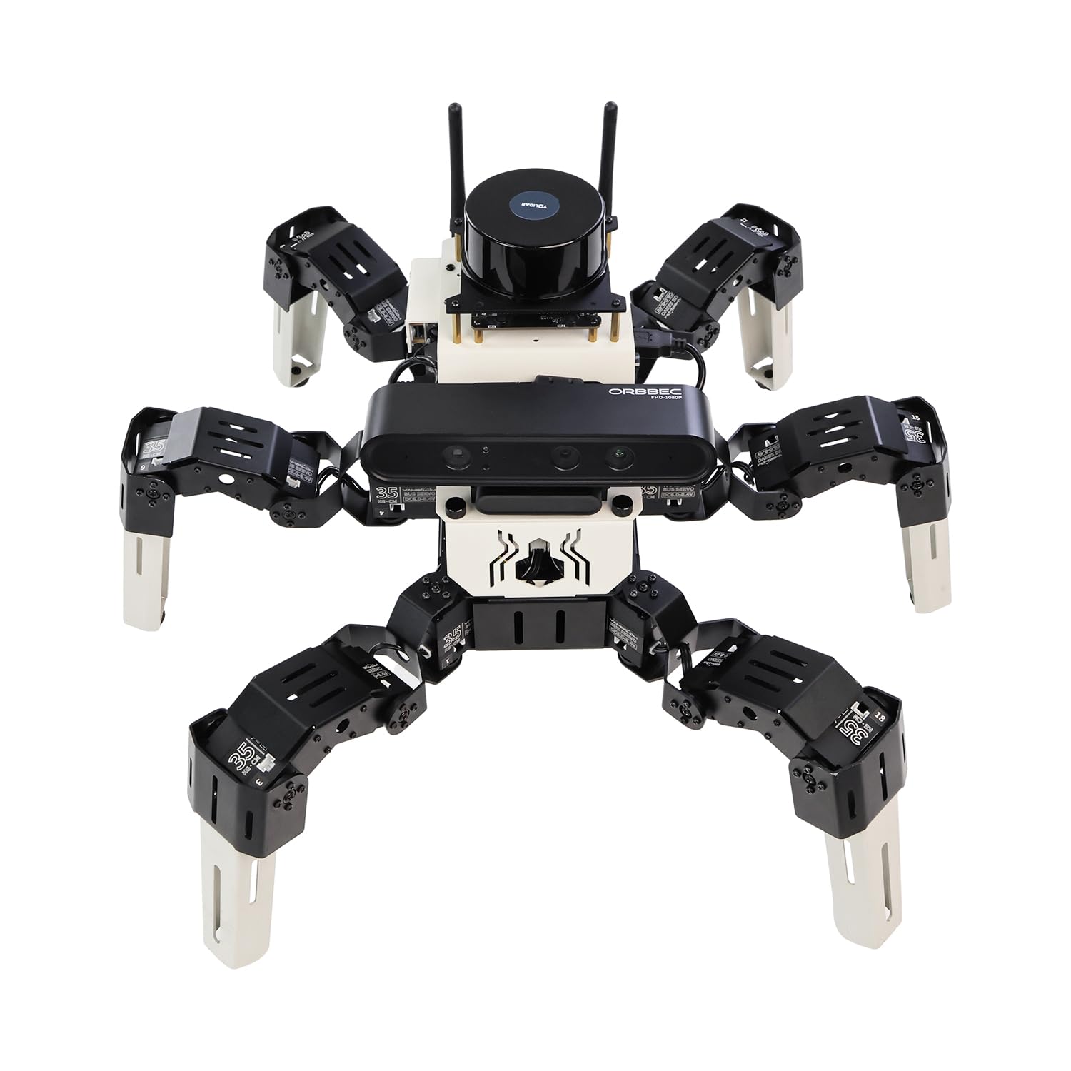 Yahboom Raspberry Pi 5 8GB18DOF Bionic Hexapod Roboter ROS2 System AI Vision 3D SLAM Mapping Navigation Ubuntu 22.04 Voice Recognition Interaction 18DOF Bionic Motion ROS2 (نسخه برتر با Pi5-8GB)