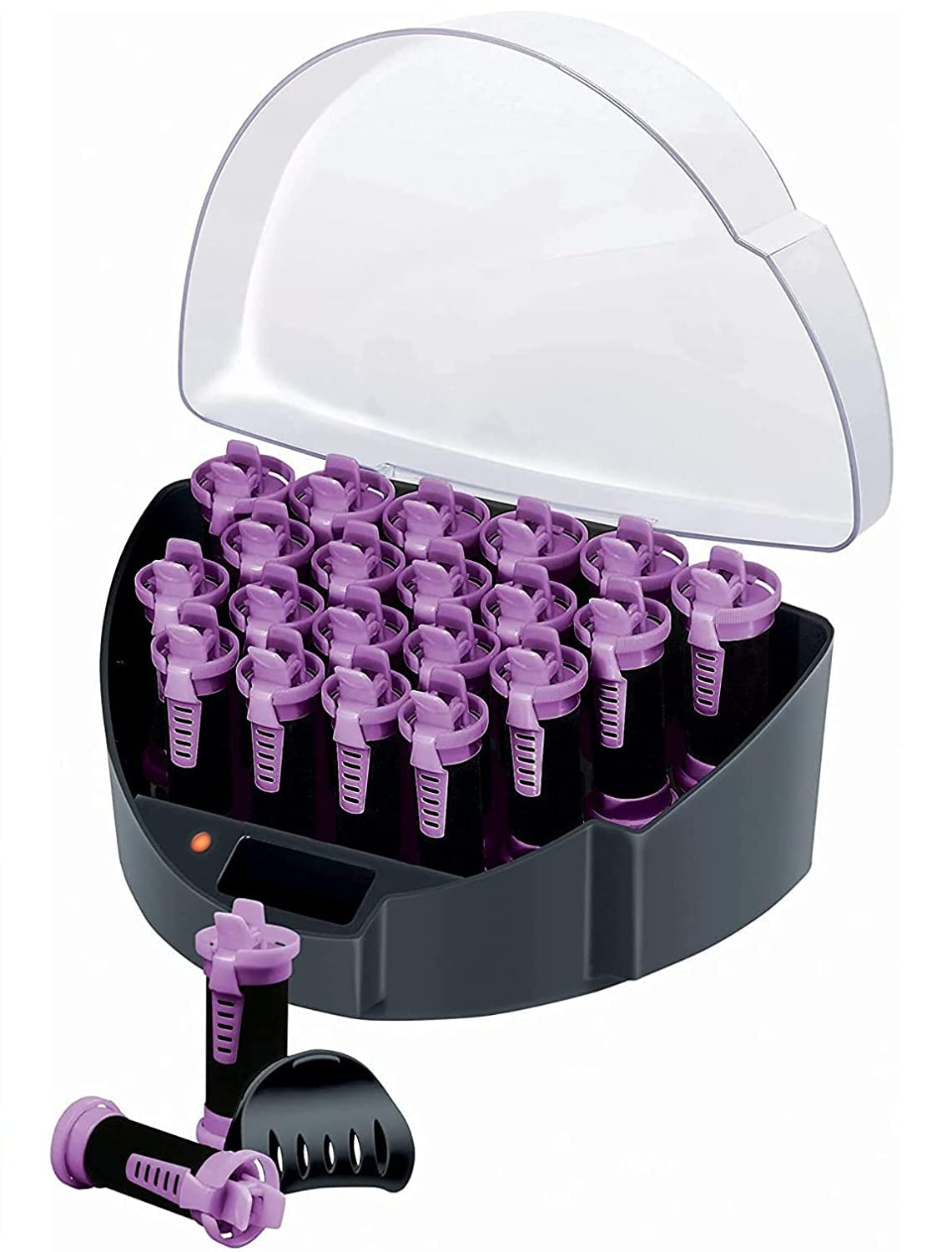 بیگودی‌های موی رمینگتون - گرم‌شونده برقی [20 عدد در 3 اندازه/رنگ: 4x19 میلی‌متر، 10x22 میلی‌متر، 6x27 میلی‌متر] فناوری یونی، دارای هسته مومی برای گرمای طولانی مدت، سیستم Easy-Clip، رنگ‌های متنوع KF40E