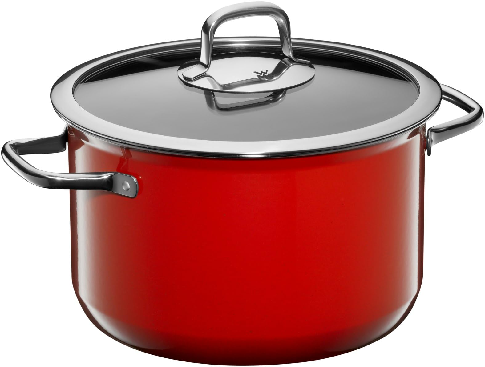 قابلمه بزرگ وی ام اف آلمان WMF Fusiontec Compact سایز 24 سانتی‌متر، درب شیشه‌ای، 5.9 لیتر سازگار با اجاق القایی، سرامیک پیشرفته، قابل چیدن روی هم، ضد خش، قابلمه قرمز 5.9 لیتری