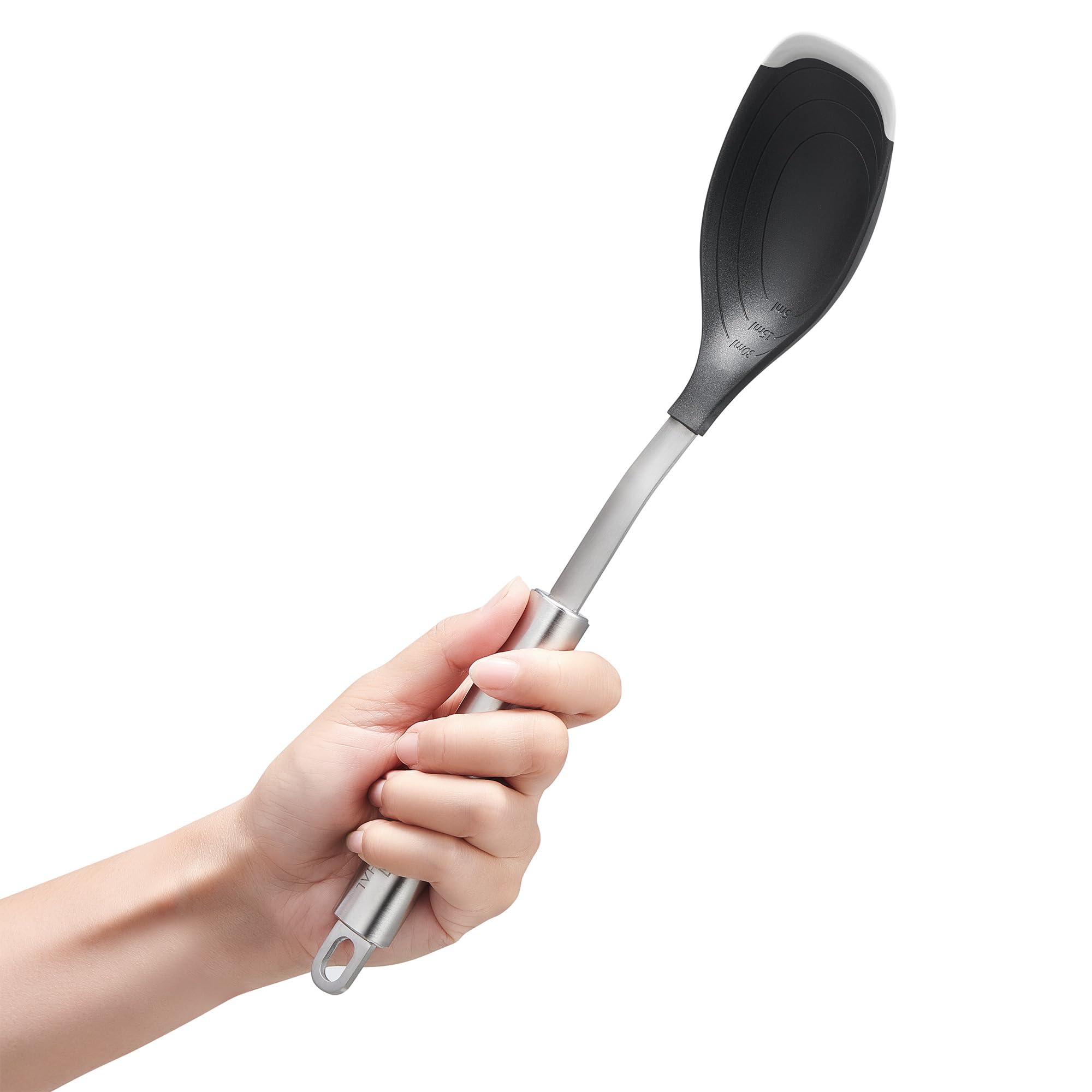 قاشق سرو سیلبرتال آلمان با دسته استیل ضد زنگ و لبه سیلیکونی - قاشق سرو مخصوص قابلمه‌های روکش‌دار - مقاوم در برابر حرارت و قابل شستشو در ماشین ظرفشویی