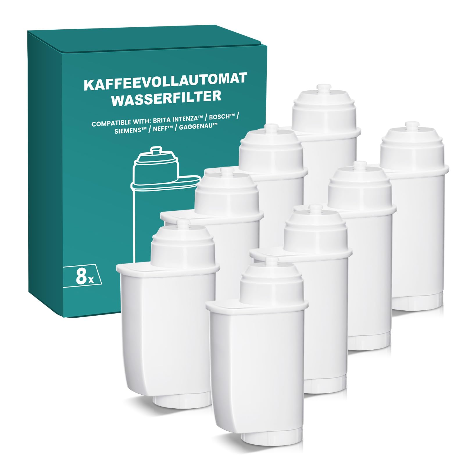 فیلتر آب دستگاه قهوه‌ساز تمام اتوماتیک فیلسوا برای سری‌های زیمنس EQ، EQ6 Plus S700، EQ9 S900 S500، EQ500، EQ700، EQ900. جایگزین باکیفیت، کارآمد و اقتصادی (8 عدد)