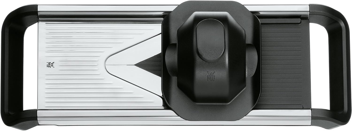 برش دهنده سبزیجات WMF Top Tools 37 x 12.5 سانتی متر، استیل ضد زنگ Cromargan، برش دهنده، محافظ انگشت، جعبه نگهداری برش دهنده ها