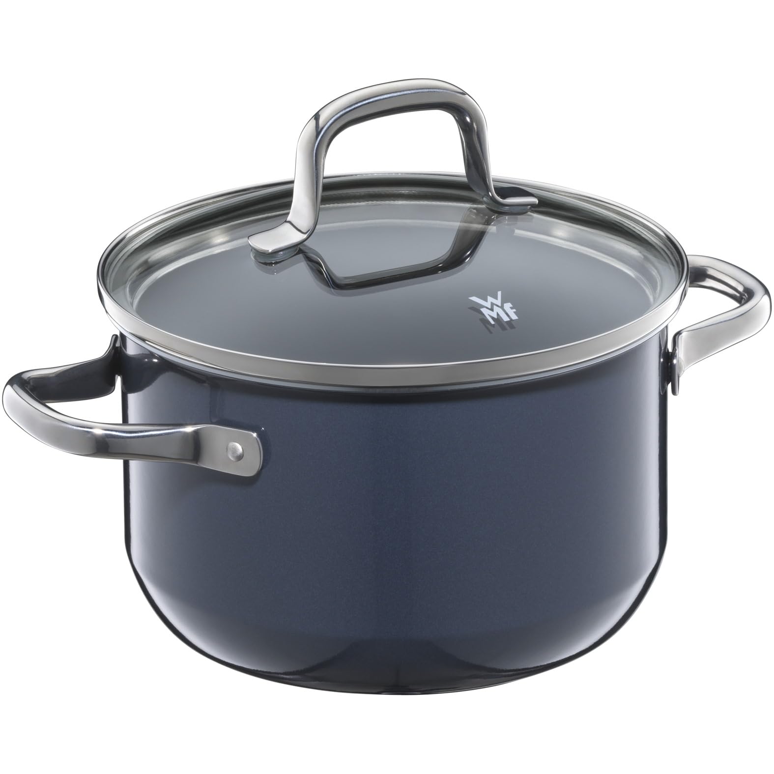قابلمه کوچک وی ام اف آلمان WMF Fusiontec Essential، درب شیشه‌ای ۱۶ سانتی‌متری، سازگار با اجاق القایی، ۲.۰ لیتر، قابلمه کوچک، سرامیک پیشرفته، ضد خش، بدون پوشش، آبی تیره، ساخت آلمان