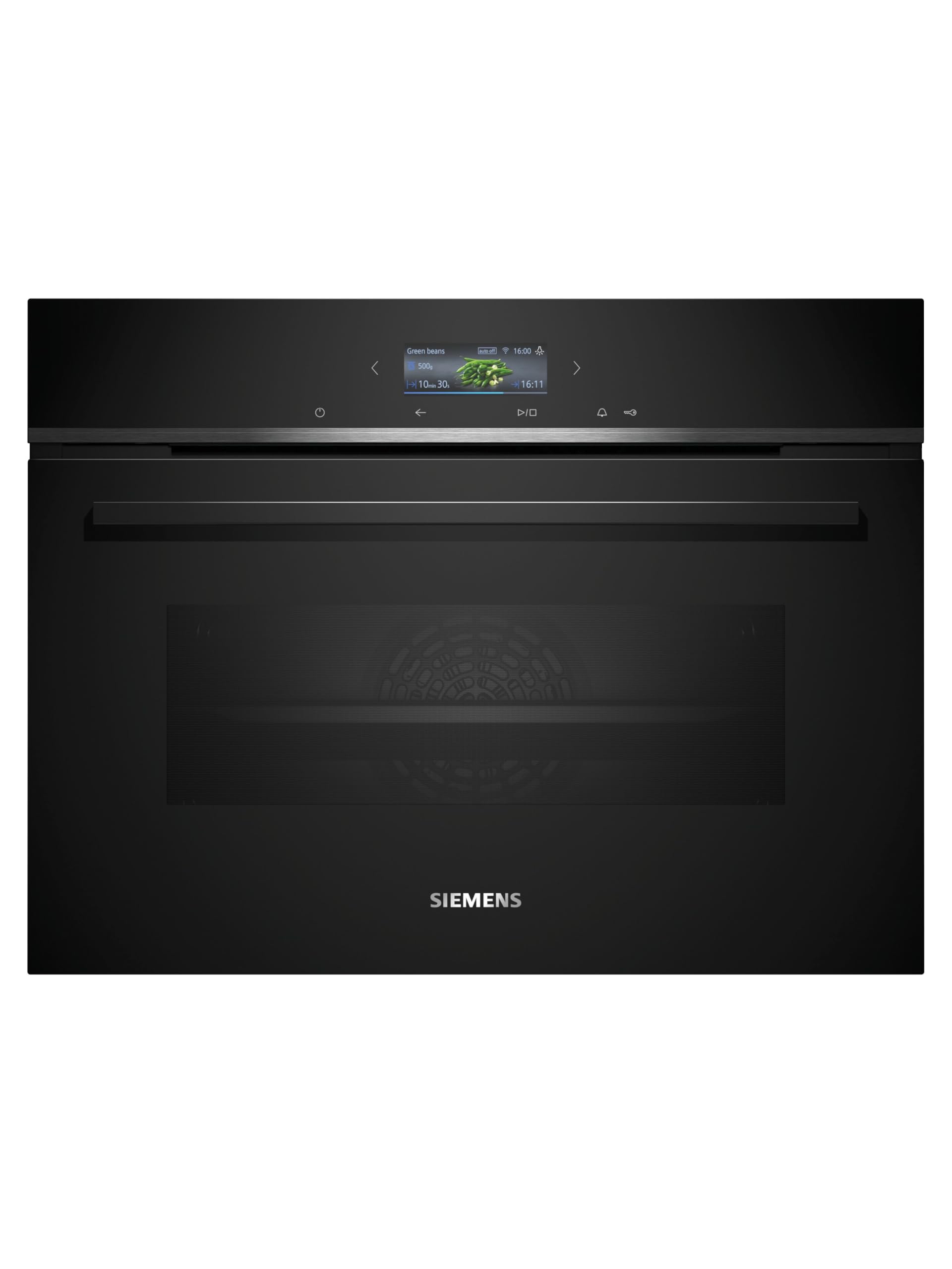 فر توکار هوشمند زیمنس CB774G1B1، مدل iQ700، ابعاد ۶۰ در ۴۵ سانتی‌متر، ساخت آلمان، مشکی، پیرولیز و هیدرولیز تمیز و مرطوب، سرخ کردن در هوای آزاد، برنامه‌های خودکار، صفحه لمسی رنگی