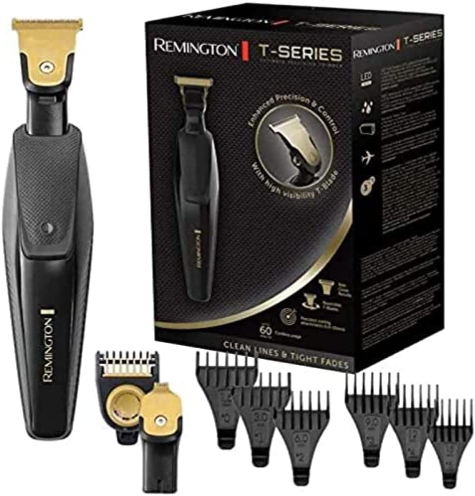 ماشین اصلاح ریش رمینگتون T-Precision لیتیومی با زاویه اصلاح عالی (۲ تیغه با روکش تیتانیوم: ۳۰ میلی‌متر و ۷ میلی‌متر، ۶ شانه اتصال + شانه اتصال قابل تنظیم، ۱۰۰٪ ضد آب) ماشین اصلاح ریش، MB7000