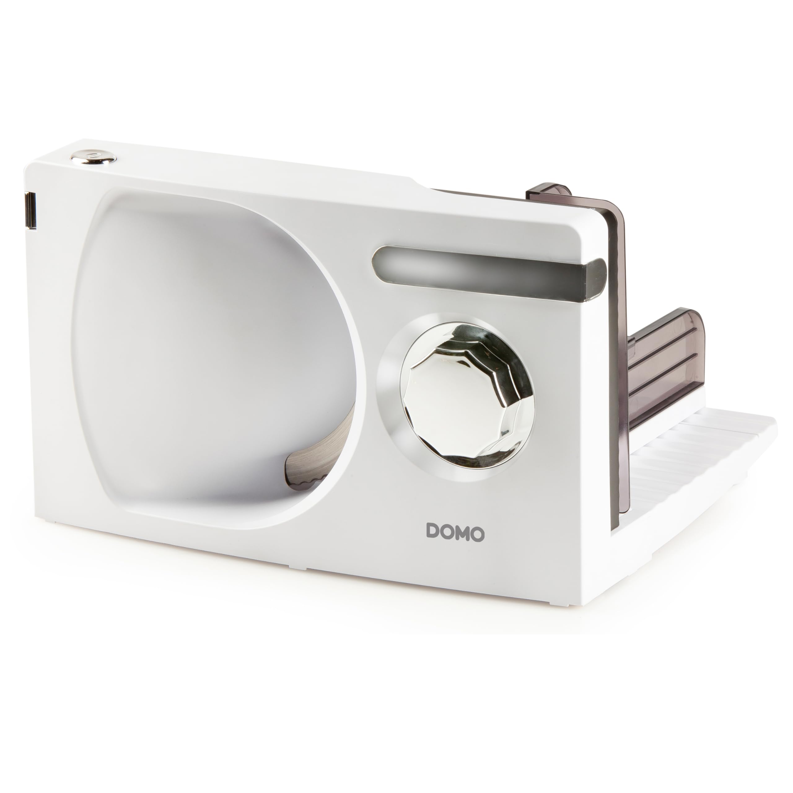برش دهنده برقی DOMO DO523S – برش دهنده نان و ژامبون – 120 وات – تیغه مخصوص نقره ای/فلزی با لبه دندانه دار سفید