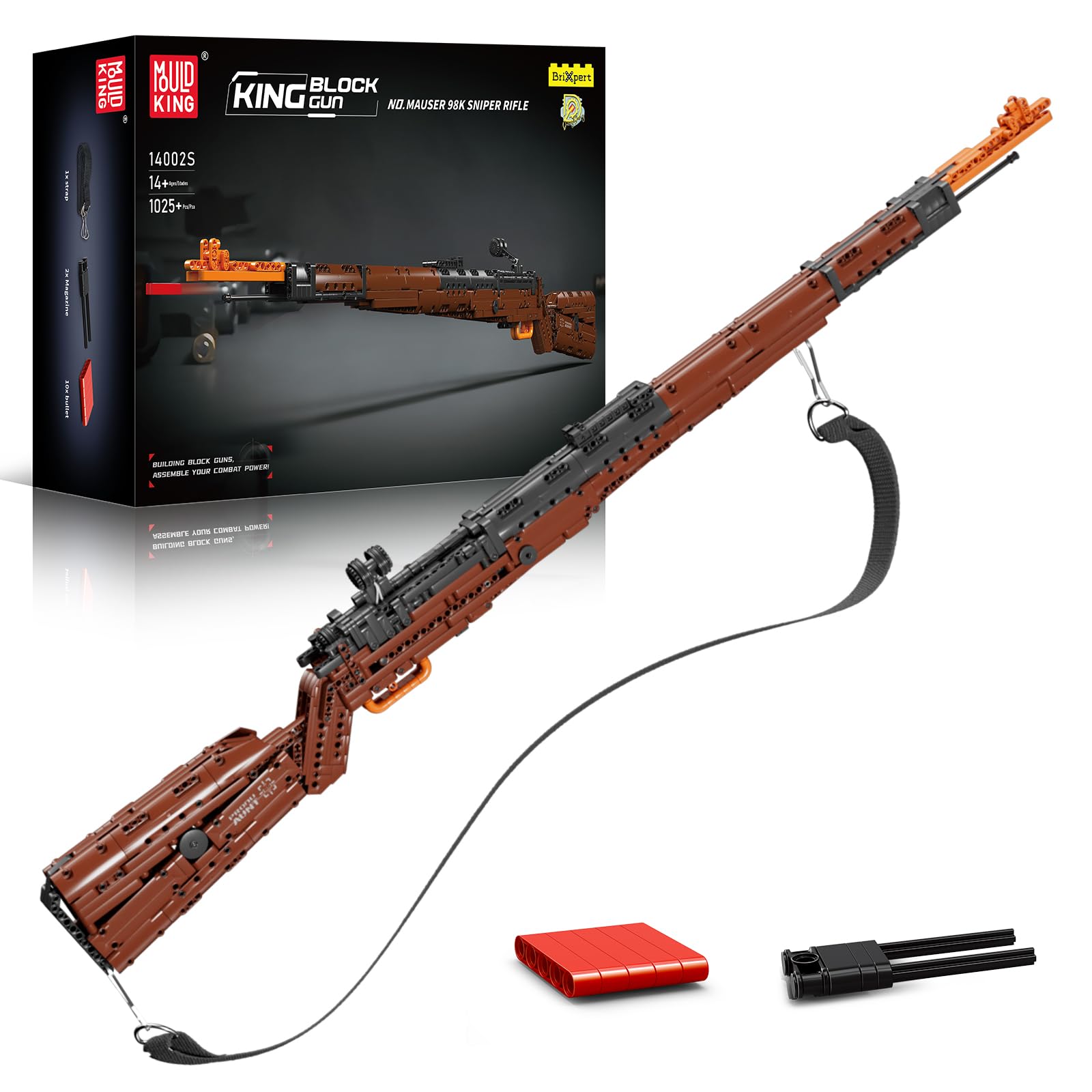 Mold King 14002 Sniper Rifle Building Blocks Toy - بلوک های ساختمانی به هم پیوسته 98 K مدل سلاح تیراندازی (1025 قطعه)