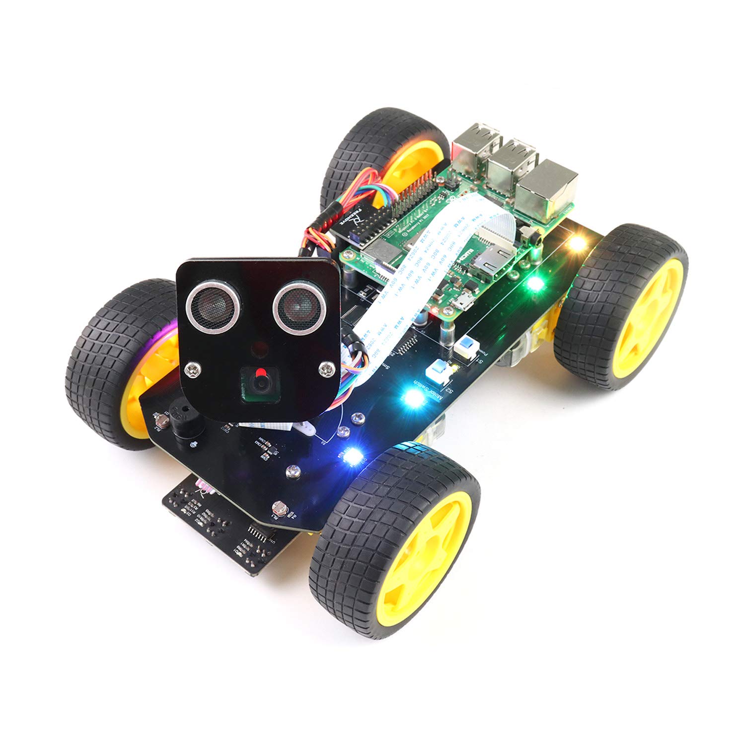 کیت ماشین هوشمند Freenove 4WD برای Raspberry Pi 5 4 B 3 B+ B A+، ردیابی چهره، ردیابی خط، ردیابی نور، جلوگیری از موانع، کنترل برنامه، دوربین، سروو (رزبری پای شامل نمی شود)
