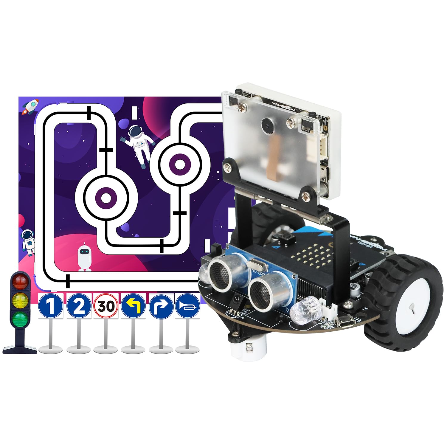 ربات برنامه گرافیکی Microbit Makecode STEM Education ربات تشخیص بصری مناسب برای نوجوانان و مسابقات الکترونیکی (کیت توسعه با V2)