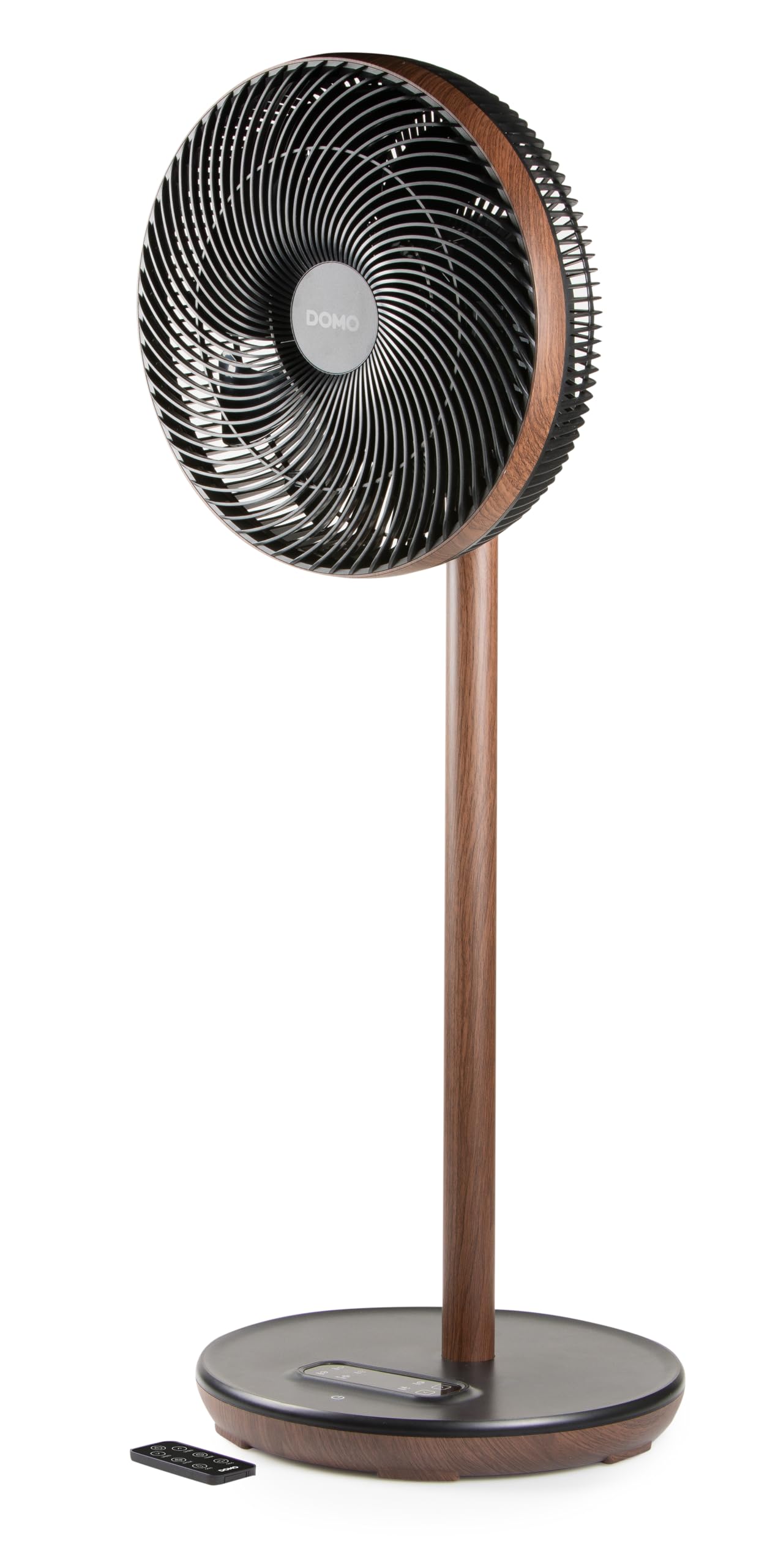 پنکه پایه دار Domo DO8155 - پنکه DC ECO - طرح چوب - نوسان سه بعدی - کنترل از راه دور - صدای زمزمه مانند - حالت کودک - قطر 33 سانتی متر
