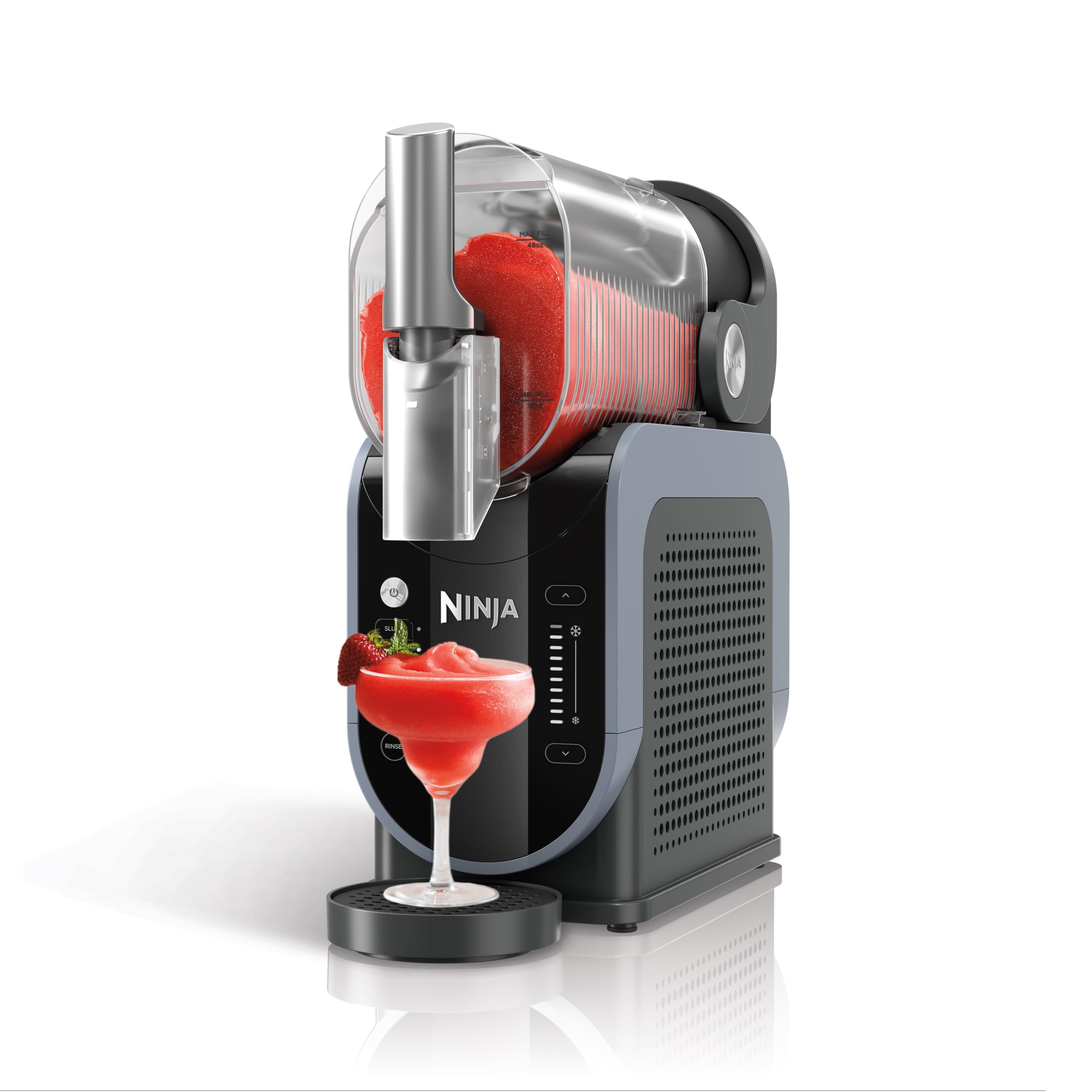 دستگاه نینجا SLUSHi برای تهیه‌ی اسلاش، کوکتل یخی، فراپه، میلک‌شیک و آبمیوه‌های یخ‌زده، بدون نیاز به یخ یا آماده‌سازی، دارای فناوری WhisperChill، گنجایش ۱.۹ لیتر، آبی و خاکستری FS301EU خاکستری و آبی
