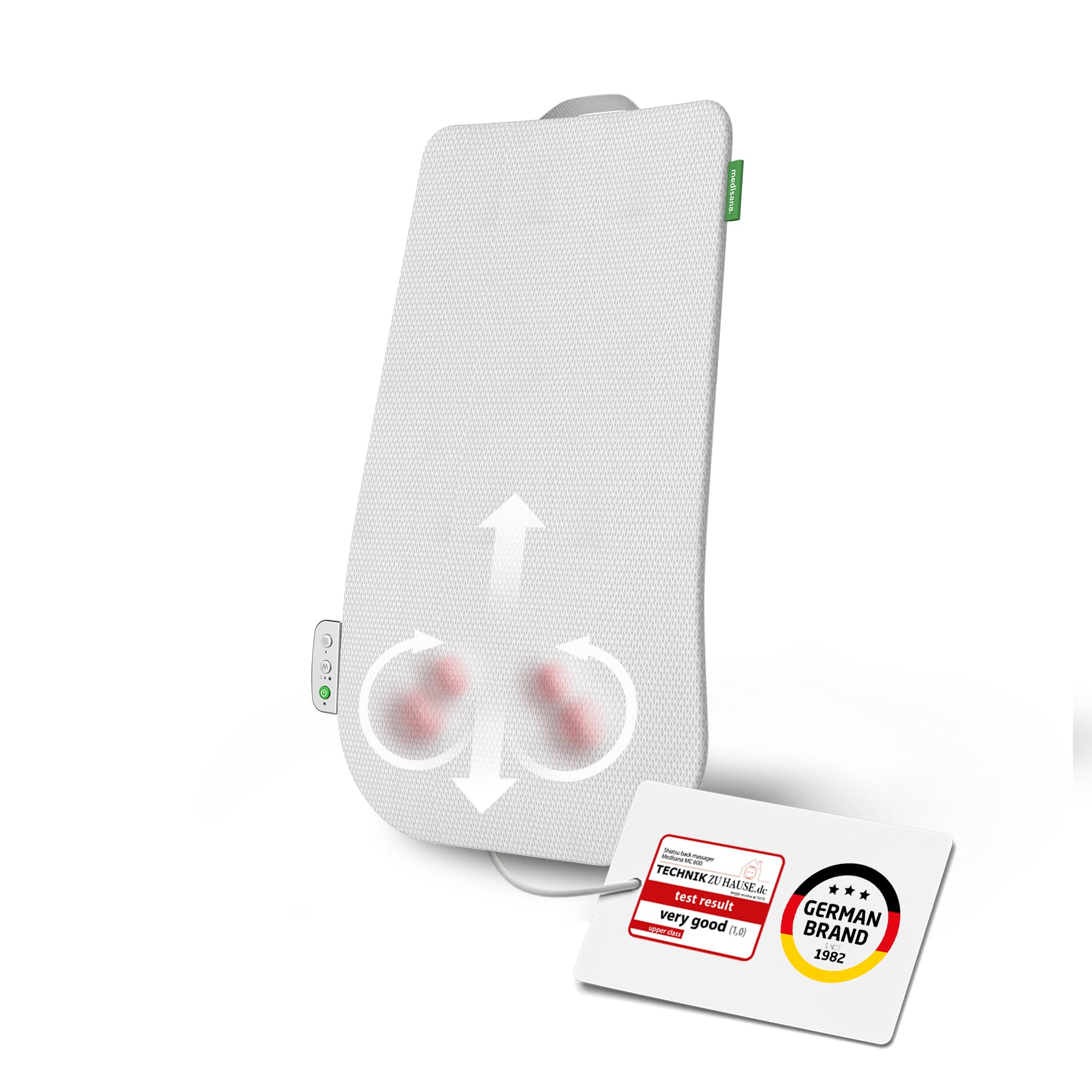 ماساژور کمر مدیسانا MC 600 با قابلیت گرمایش، ماساژور شیاتسو با سطح ماساژ بسیار بزرگ، تشک ماساژ برای کمر، کمر و شانه‌ها، حمل و نقل آسان، سبک و بی‌صدا