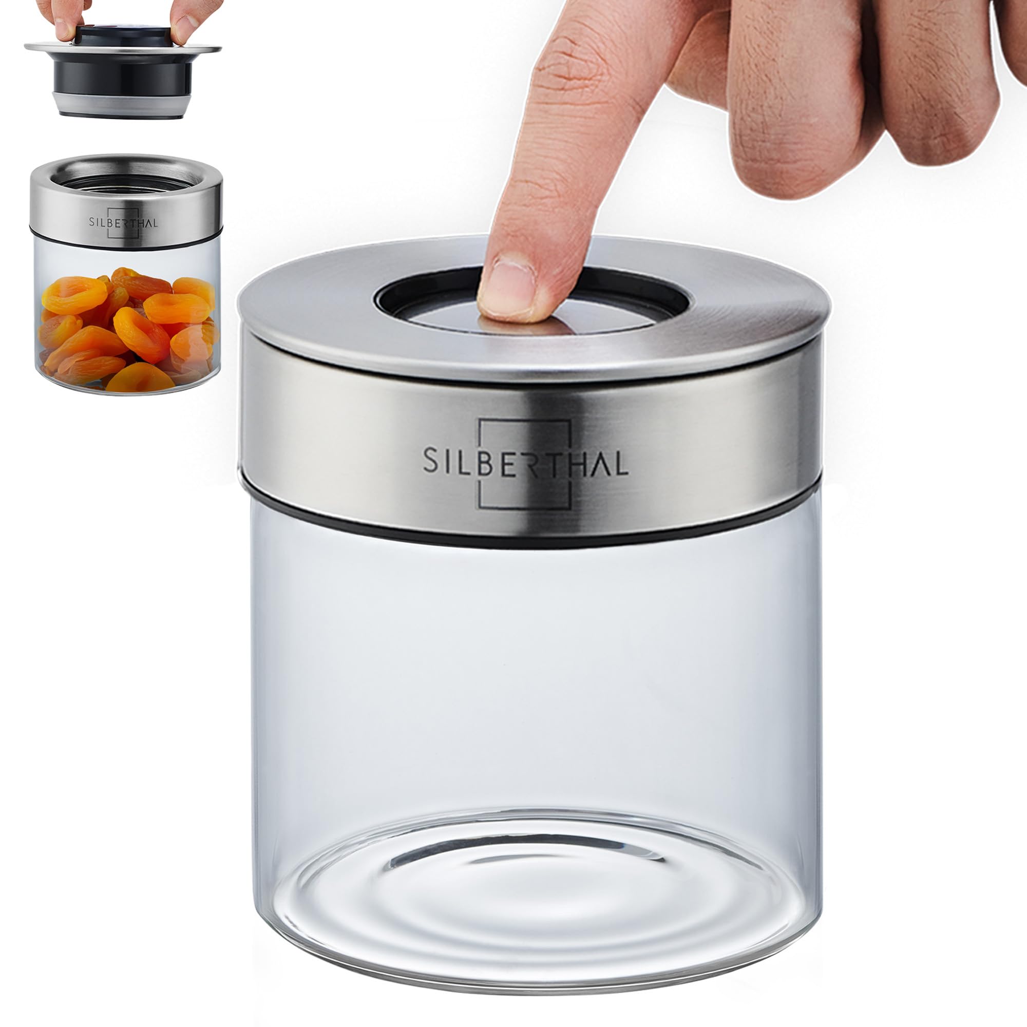 شیشه‌های نگهداری مواد غذایی سیلبرتال آلمان با درب ۴۰۰ میلی‌لیتری - شیشه‌های نگهداری ضد بید برای نگهداری در آشپزخانه دربسته و ضد نشت