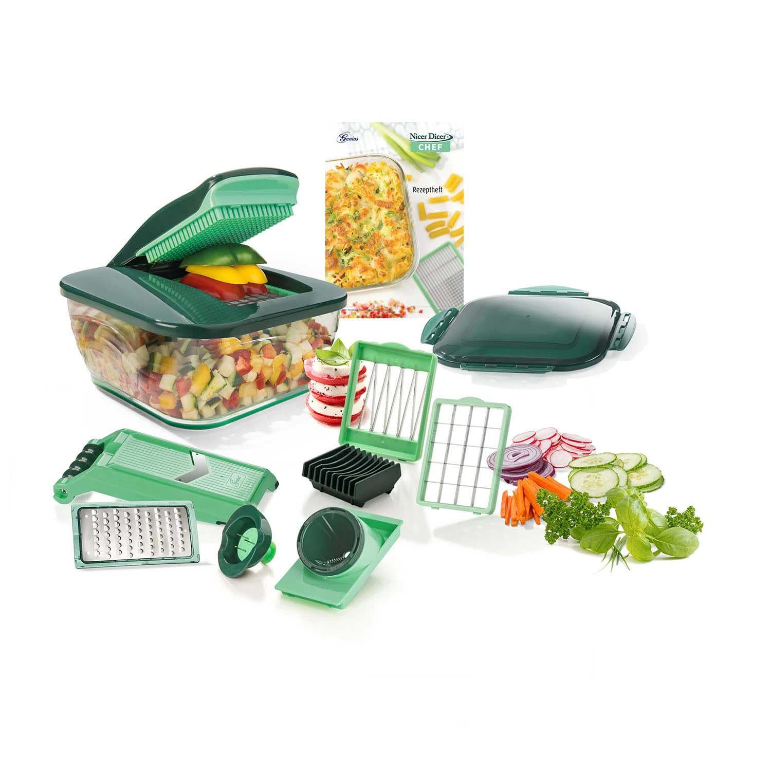 Genius Nicer Dicer Chef (15 عدد) | میوه خرد کن سبزی خرد کن پیاز خردکن سبزی خرد کن ماندولین سبز
