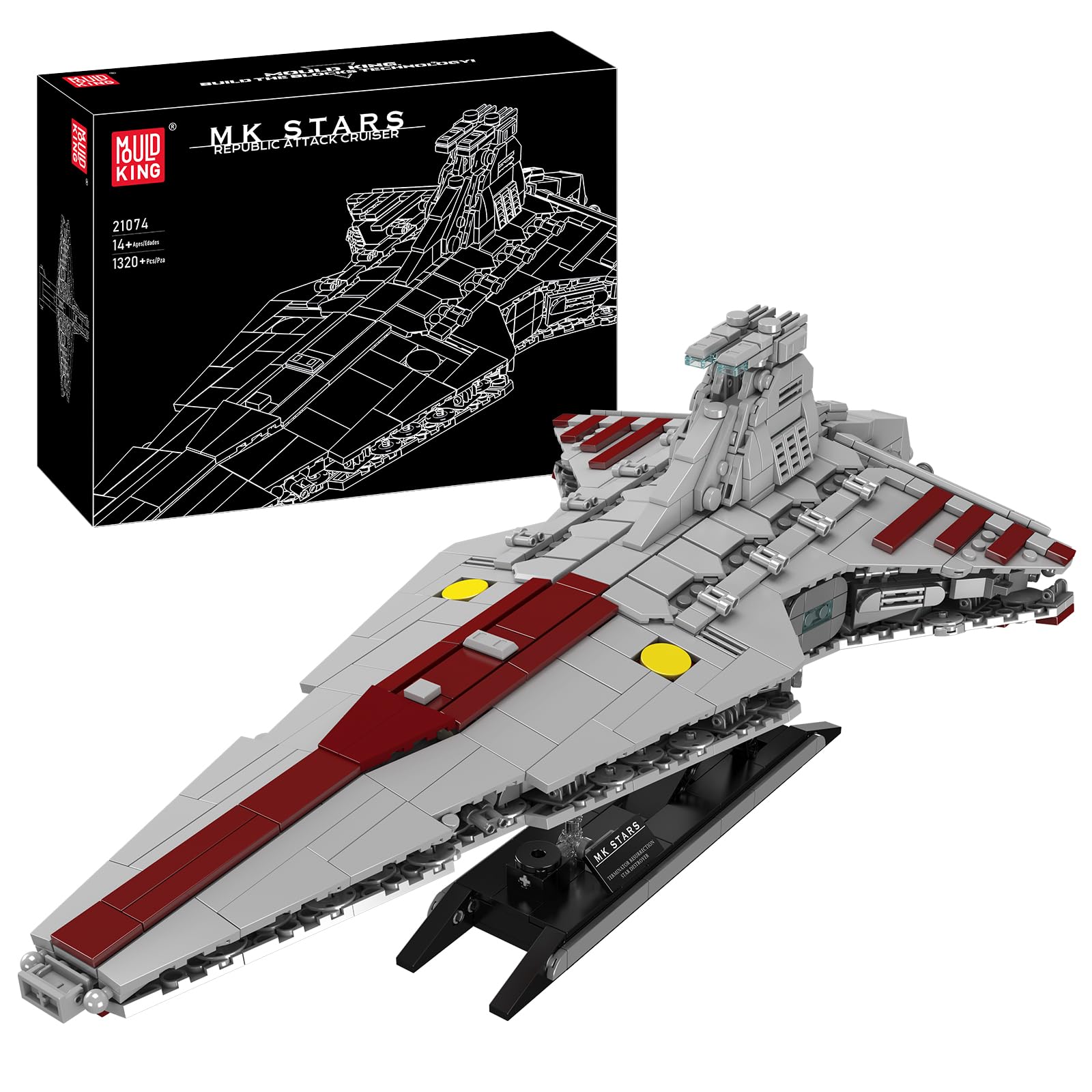 Mold King 21074 Super Star Destroyer Model, Venator-Class Attack Cruiser Building Block Toy, Buildable Toy Model UCS Collectible Toy Toy Kit for Adults 1320 PCS