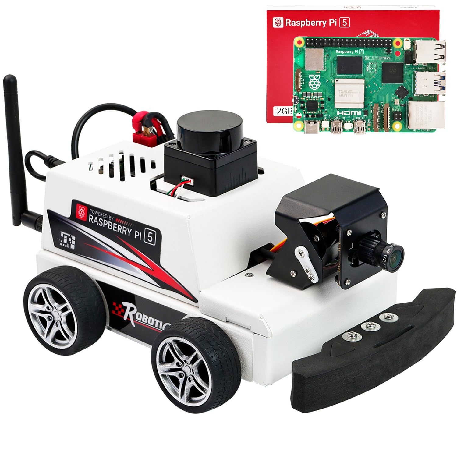 Yahboom Raspberry Pi 5 STEM Education Robotics AI Vision ROS2 2DOF Camera Autopilot Project Educational Engineering Electronics 18+ WiFi/APP Control Provide Data Ubuntu20.04 (با Pi 5-2GB)