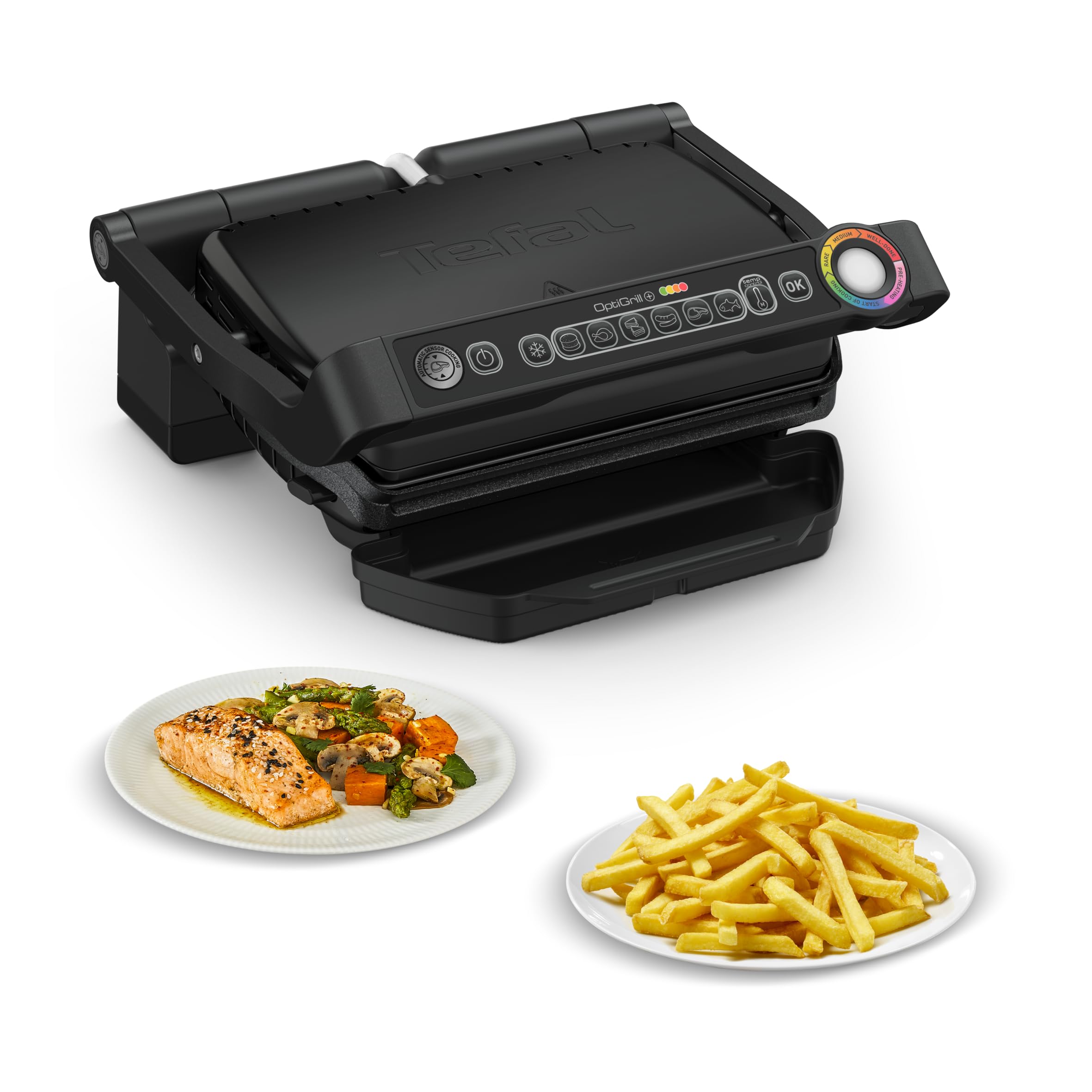 گریل تماسی تفال OptiGrill+ Snacking and Baking GC7148 | 2000 وات| نمایش خودکار وضعیت پخت و پز | 6 برنامه از پیش تعیین شده | شامل ضمیمه میان وعده برای پیتزا، لازانیا | سیاه