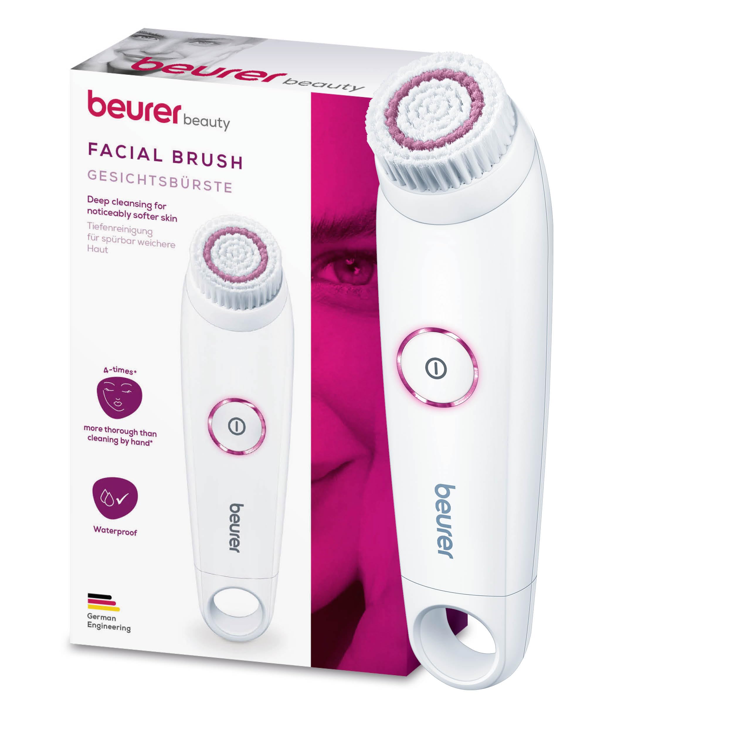 برس صورت بیورر FC 45، پاکسازی عمیق برای پوستی به مراتب نرم‌تر، چرخش ۲ مرحله‌ای برای هر نوع پوست، ضد آب، برس صورت سفید FC 45 بدون ست تعویض