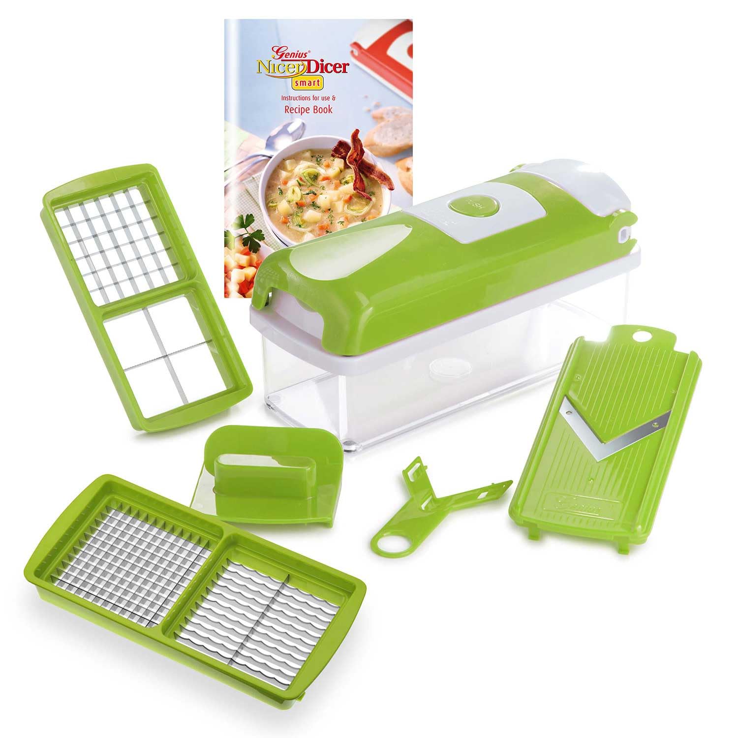 ست 6 تکه هوشمند Genius Nicer Dicer - برش سبزیجات برای مکعب، چوب، برش، نوار و ربع - خردکن پیاز از تبلیغات تلویزیونی