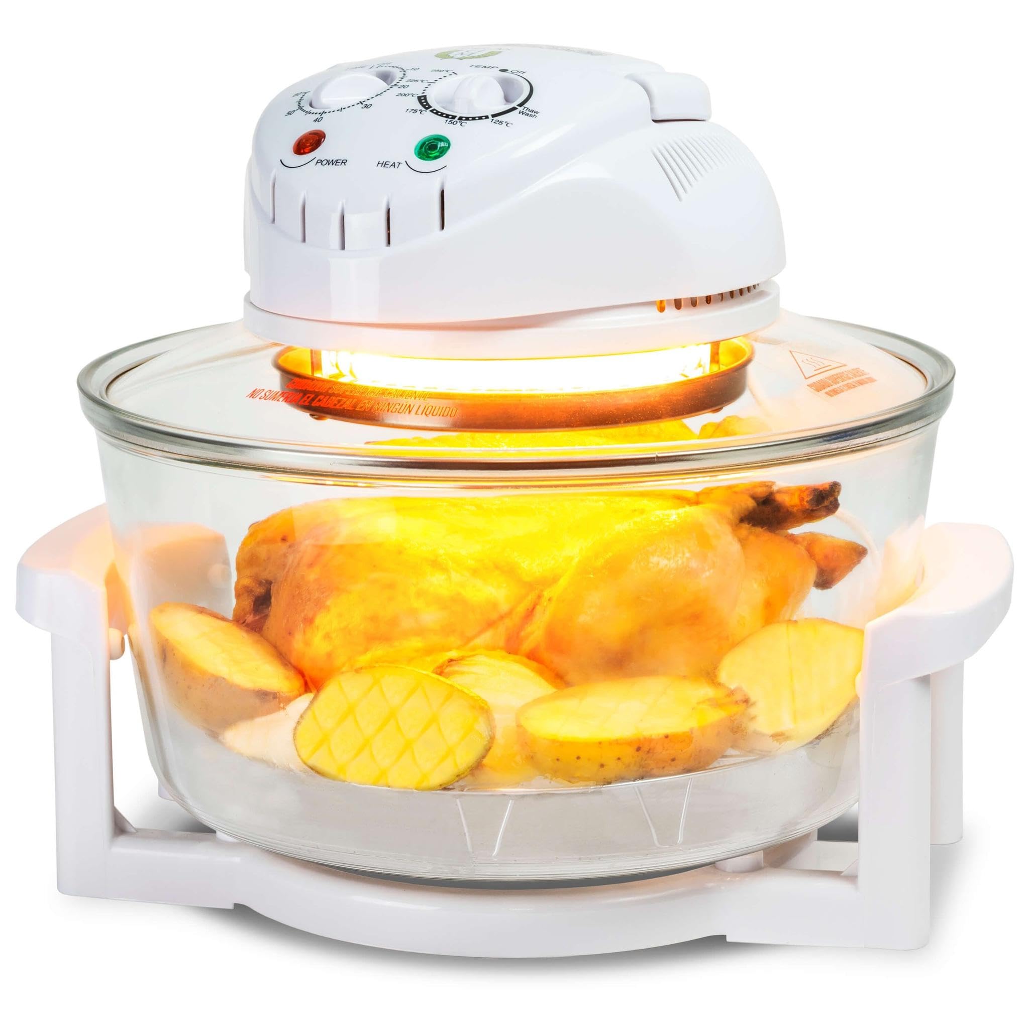 فر کانوکشن رومیزی Cecotec Combi Grill. چند منظوره، دما تا ۲۵۰ درجه سانتیگراد، تایمر ۶۰ دقیقه‌ای، حلقه افزایش ظرفیت برای ظرفیت بیشتر (۱۹ لیتر)، ۱۳۰۰ وات، سفید