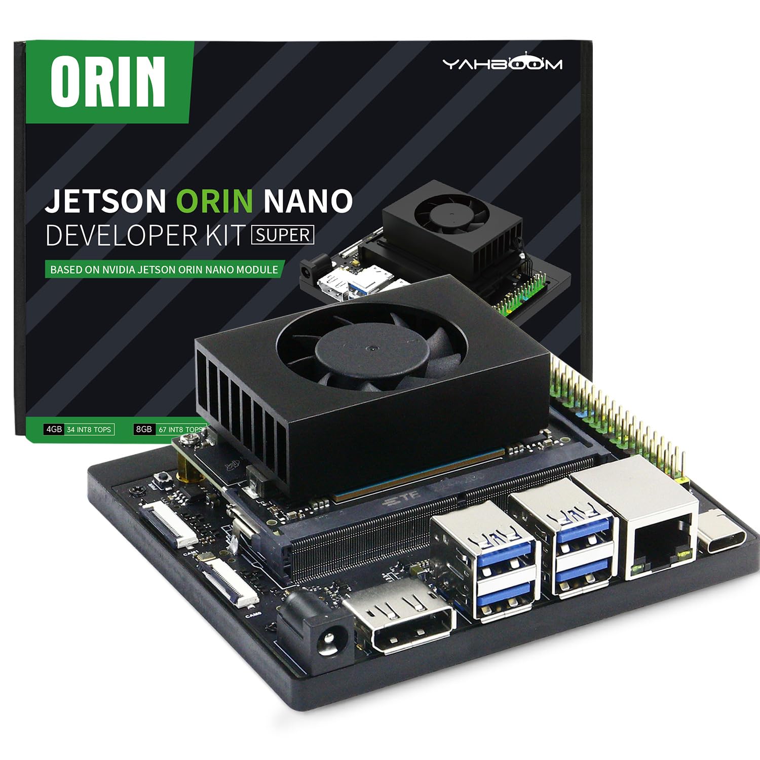 کیت توسعه Jetson Orin Nano SUPER 4GB 34Tops, 256G SSD Ubuntu 22.04 System Intelligence Artificial Robot Kit (کیت اصلی Orin Nano 4GB)