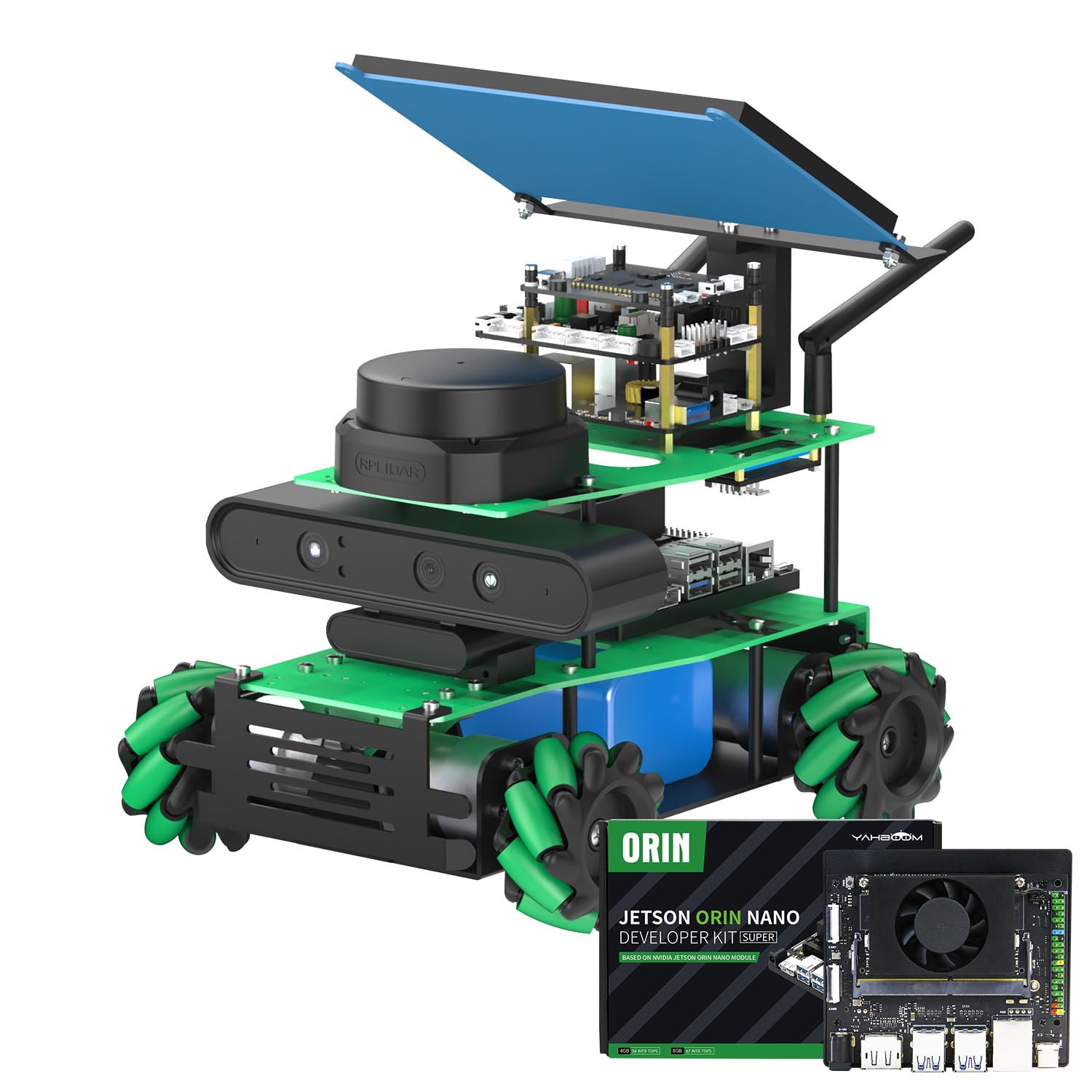 ربات Orin Nano SUPER 8GB ROS2 برای Jetson Orin Nano Super Lidar نقشه‌برداری عمق تصویر تحلیل سه بعدی آموزش کاوش کیت رباتیک (Orin Nano Ultimate Ver-با Orin Nano SUPER(8GB)) Orin Nano Ultimate Ver-با Orin Nano Super (8GB)