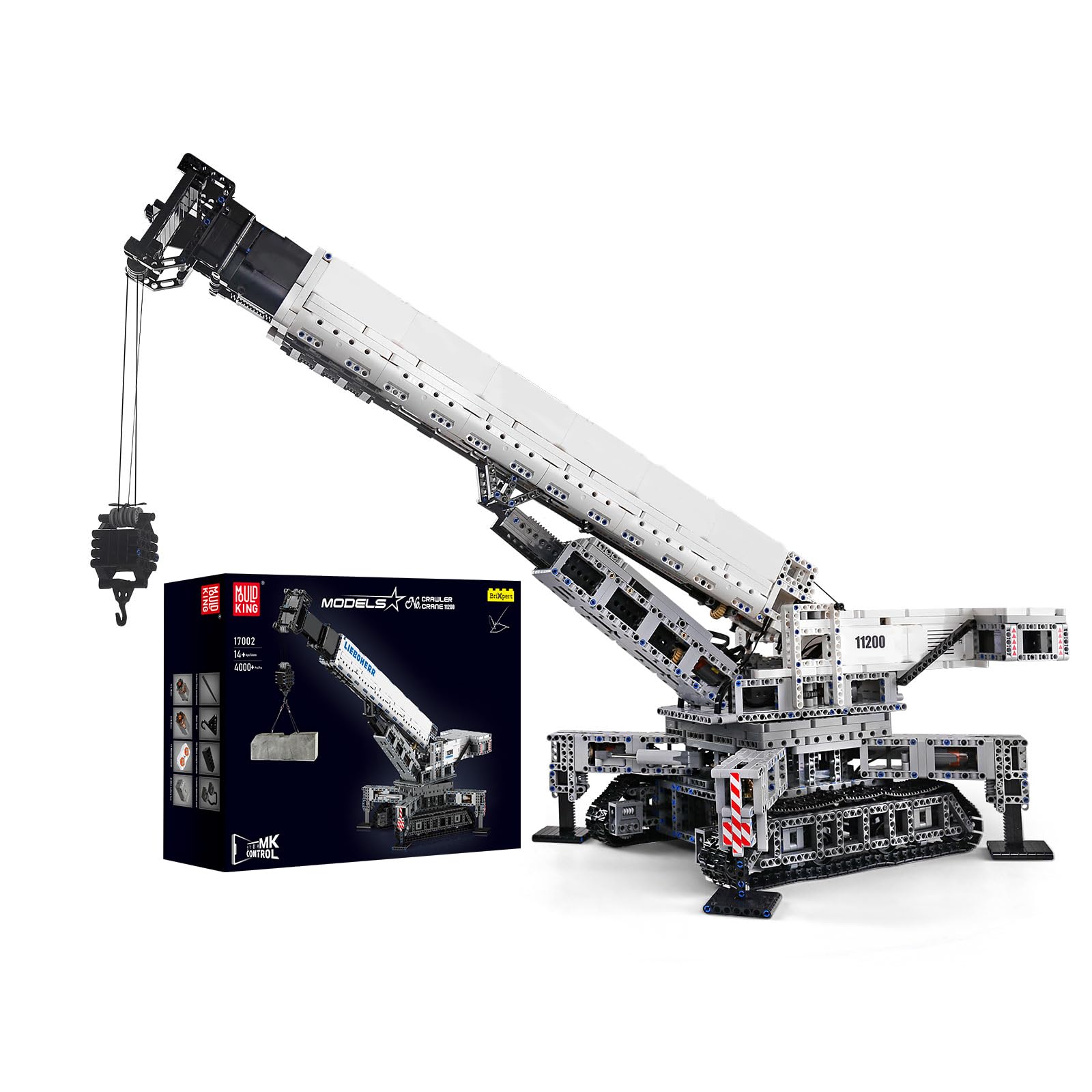 جرثقیل تکنیکی مدل کینگ 17002، 4000 قطعه جرثقیل خزنده با کنترل از راه دور فنی، جرثقیل کامیونی، بلوک های ساختمانی مدل پیشرفته هدیه تولد برای کودکان