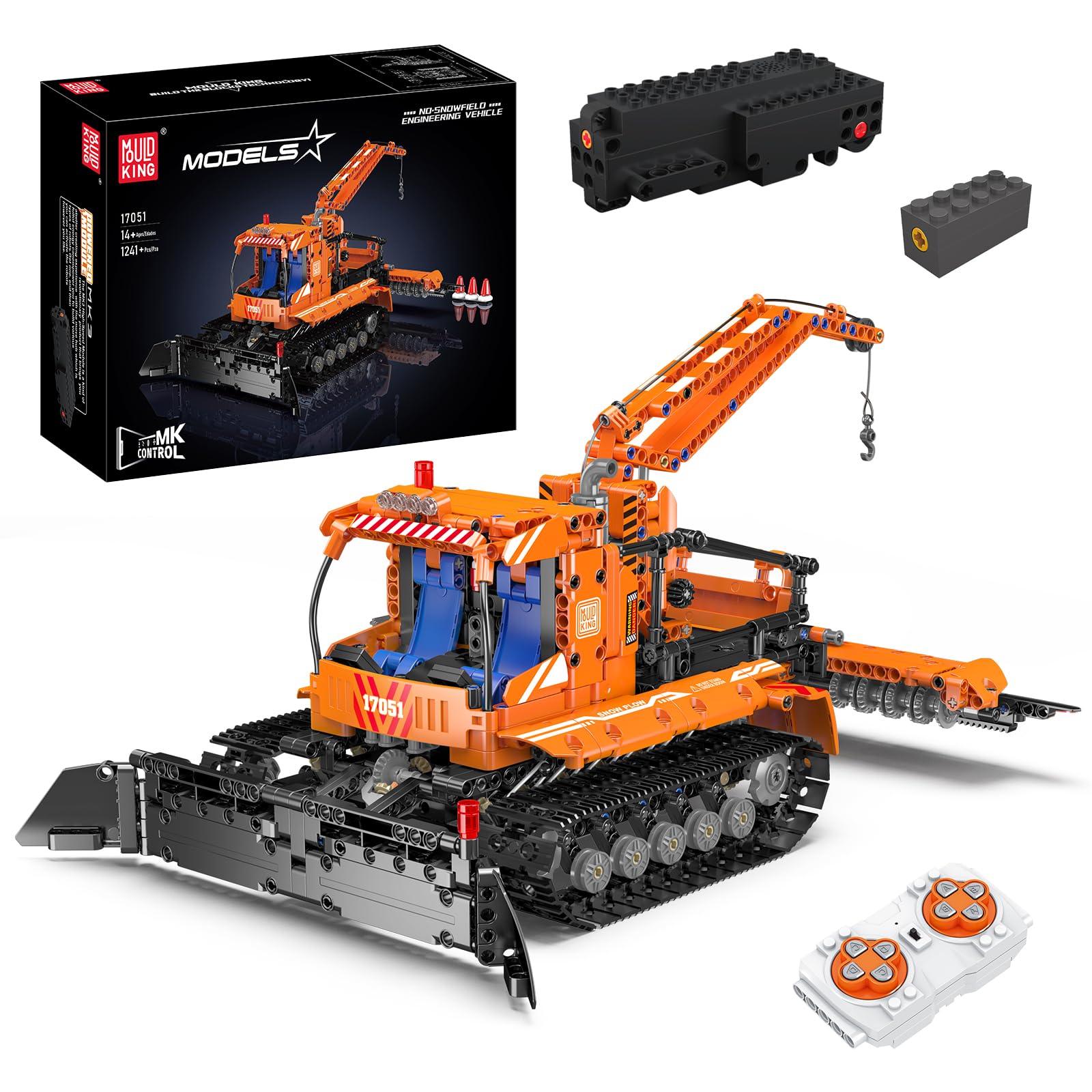 مدل خودروی برفی با کنترل از راه دور Mold King 17051 Technic، 1241 قطعه MOC Snow Groomer APP فناوری ردیابی وسیله نقلیه در هم تنیده بلوک های ساختمانی کیت اسباب بازی برای کودکان/بزرگسالان از 8 سال