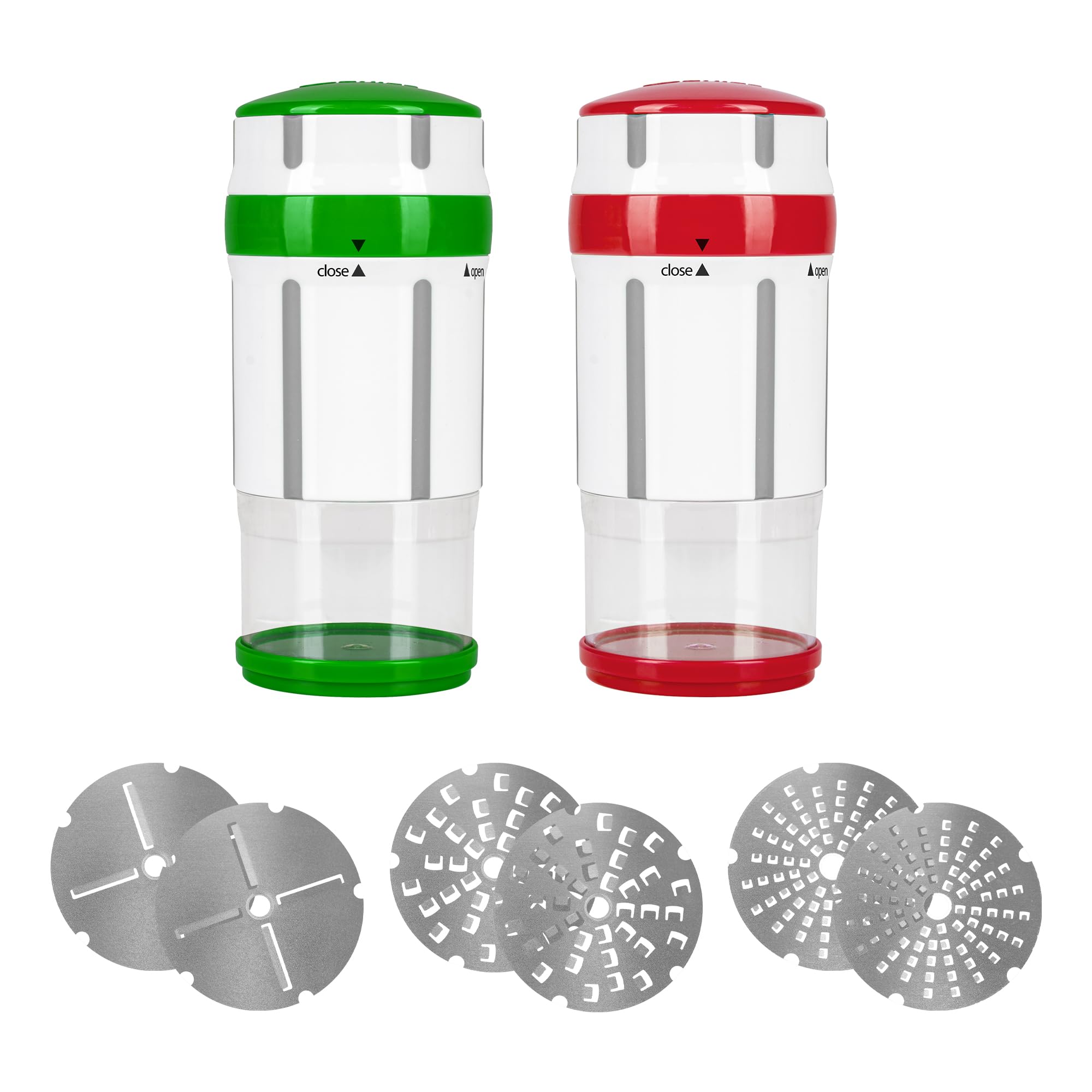 رنده پنیر آسیاب ادویه Genius Nicer Dicer Maestro با 3 تیغه بزرگ 12 عدد، آسیاب جوز هندی، رنده پارمزان با ظرف و درب، خلال پنیر، رنده سیر، رنده آشپزخانه با انبار