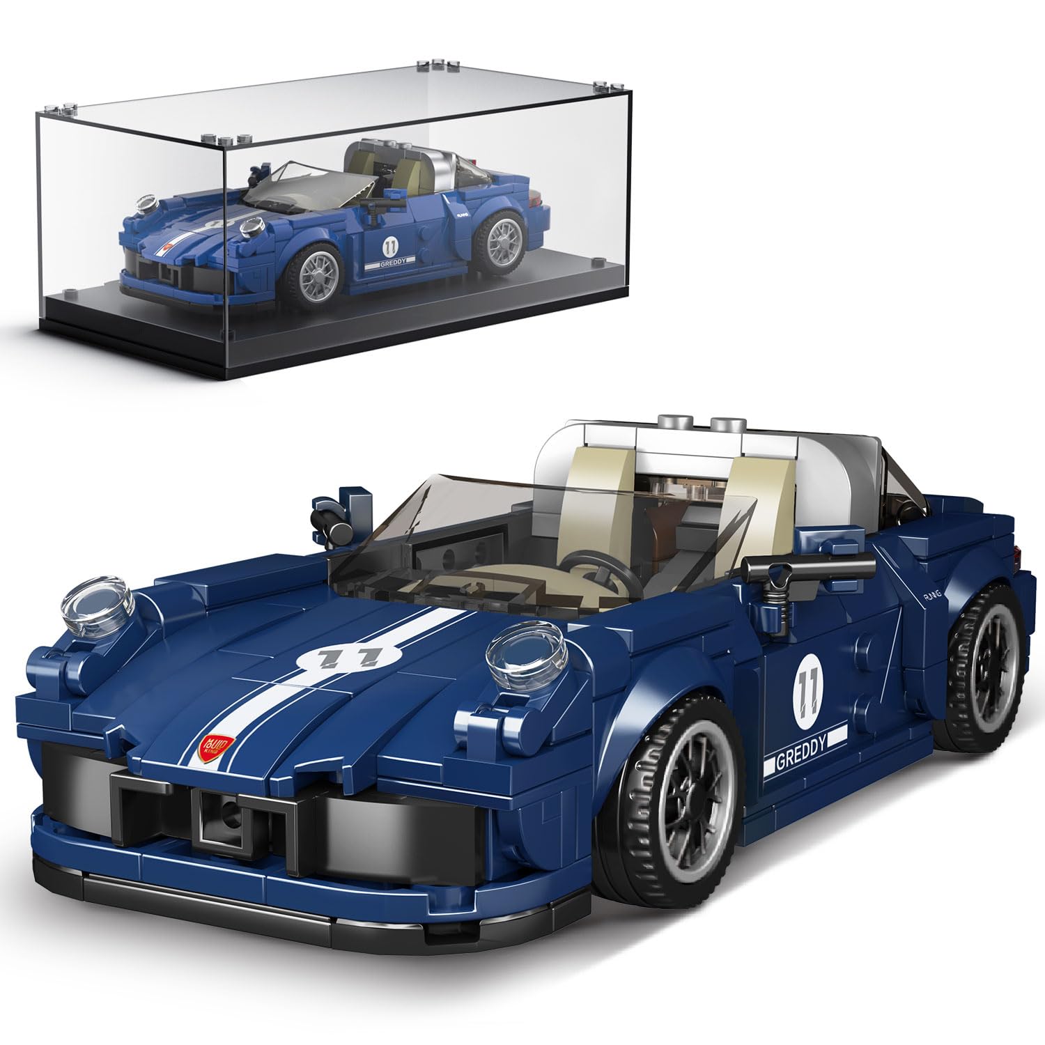 Mold King 27040 Speed Champion Racing Car Blocks Building Blocks 911 Sports Car Locks with Ecrylic Case Display Case Models to Collection (366 قطعه)